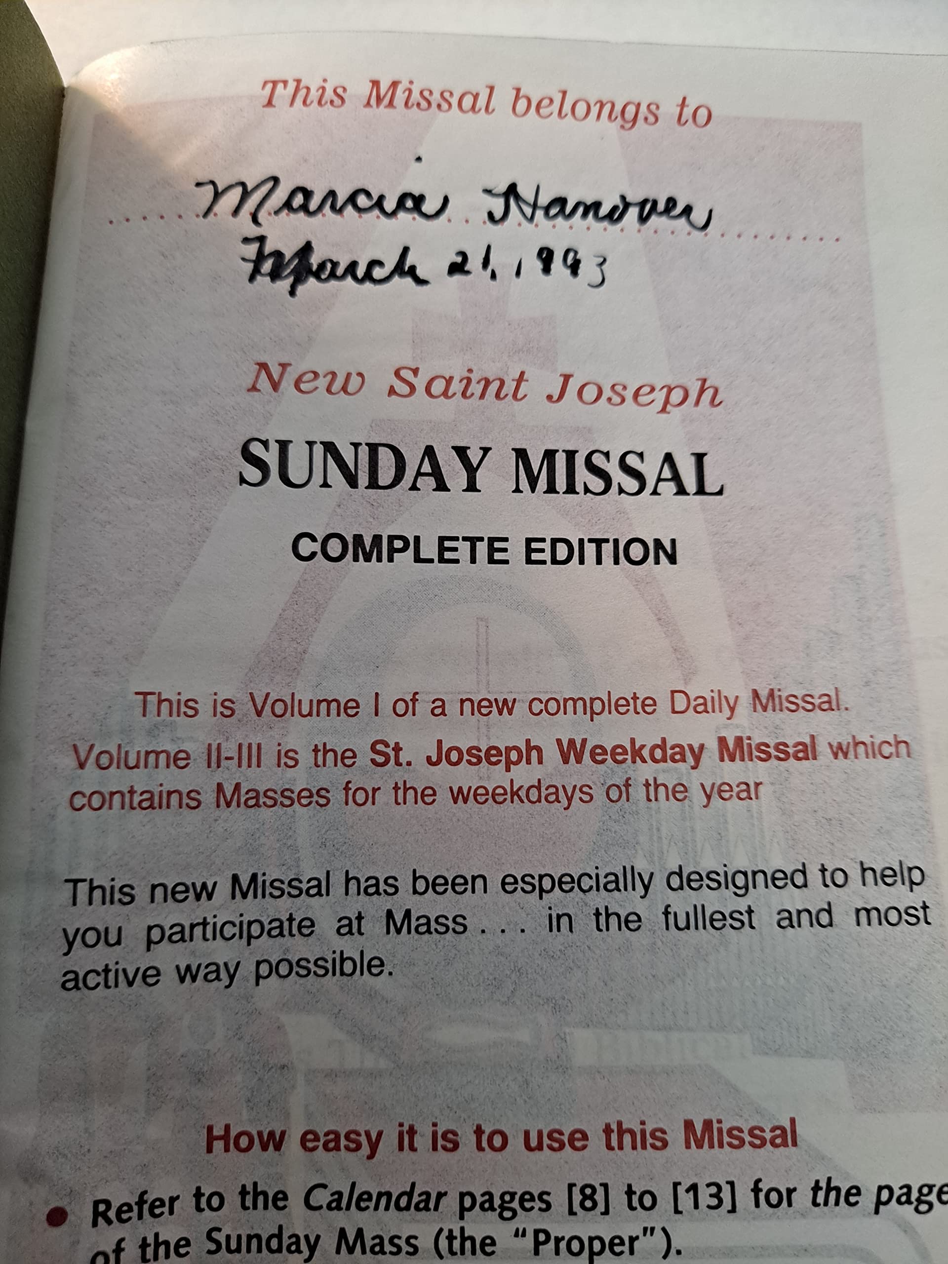 New Saint Joseph Sunday Missal & Hymnal/No. 820/22-Gn used book depot