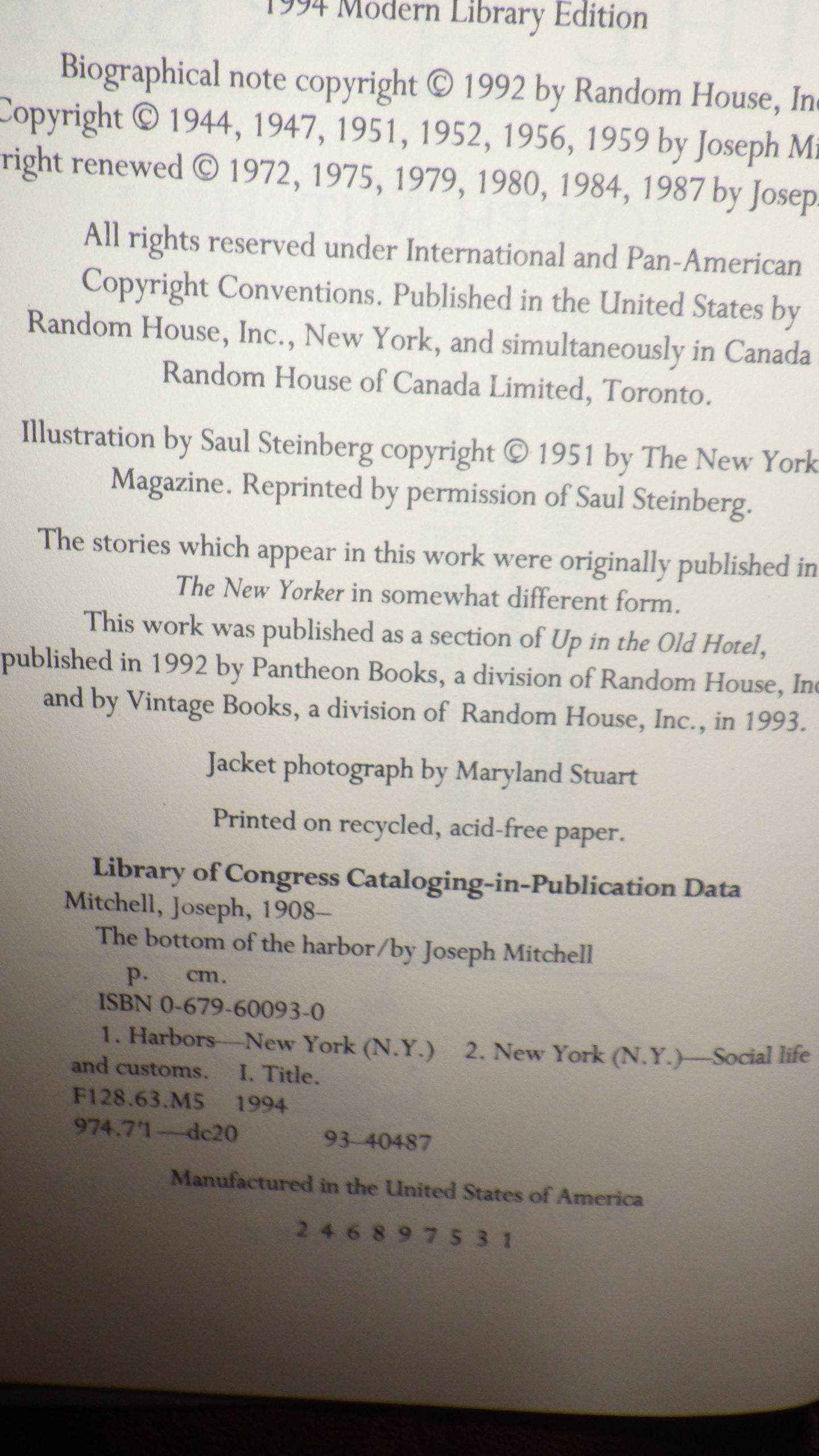 The Bottom of the Harbor (Modern Library) used book depot