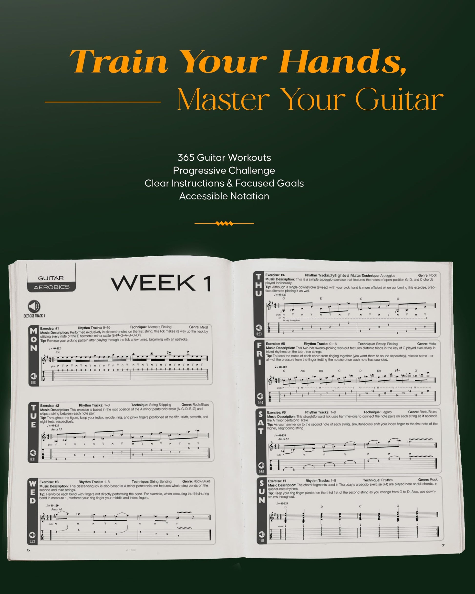Guitar Aerobics: A 52-Week, One-lick-per-day Workout Program for Developing, Improving and Maintaining Guitar Technique Bk/online audio used book depot
