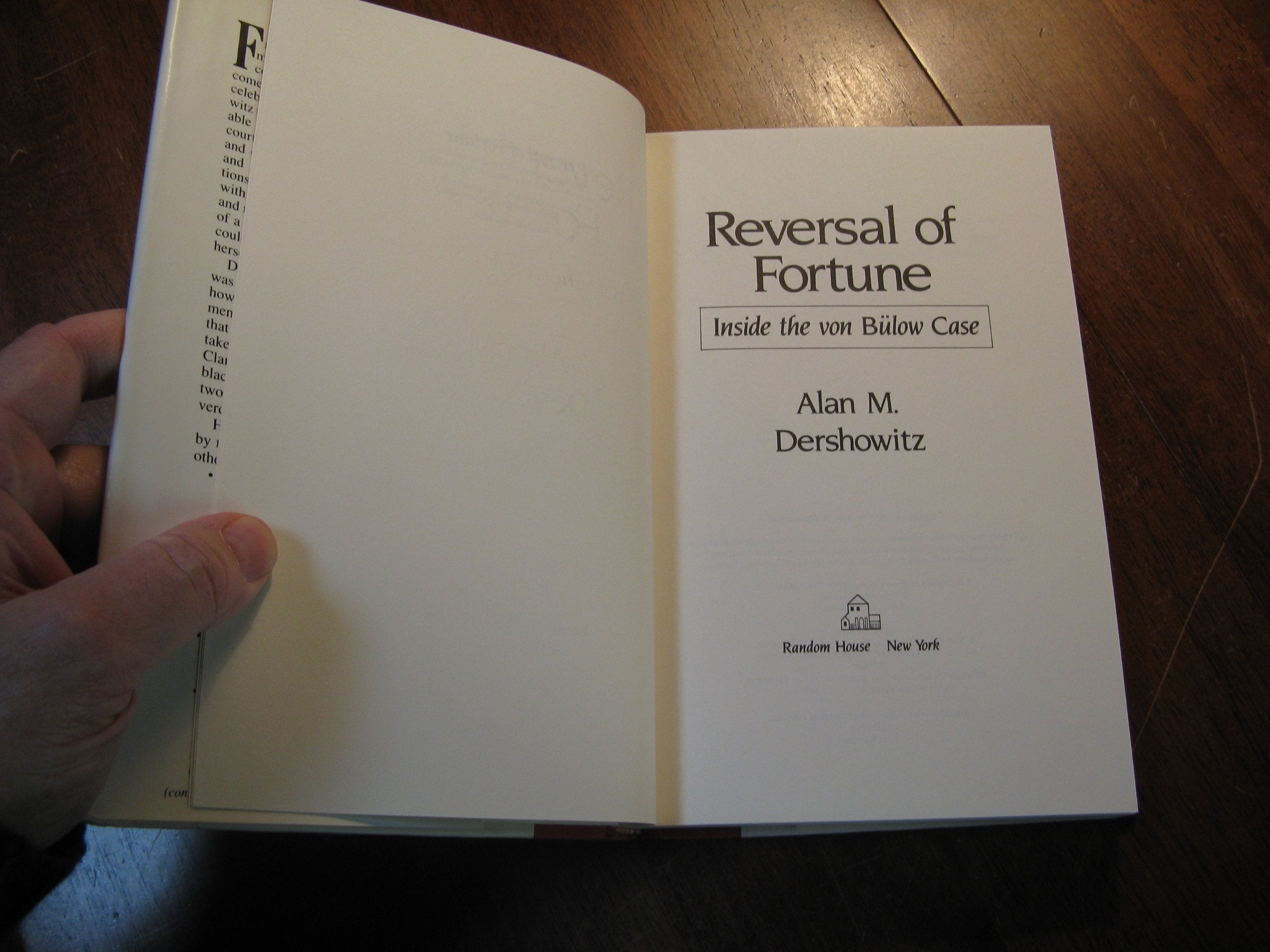 Reversal of Fortune : Inside the Von Bulow Case used book depot