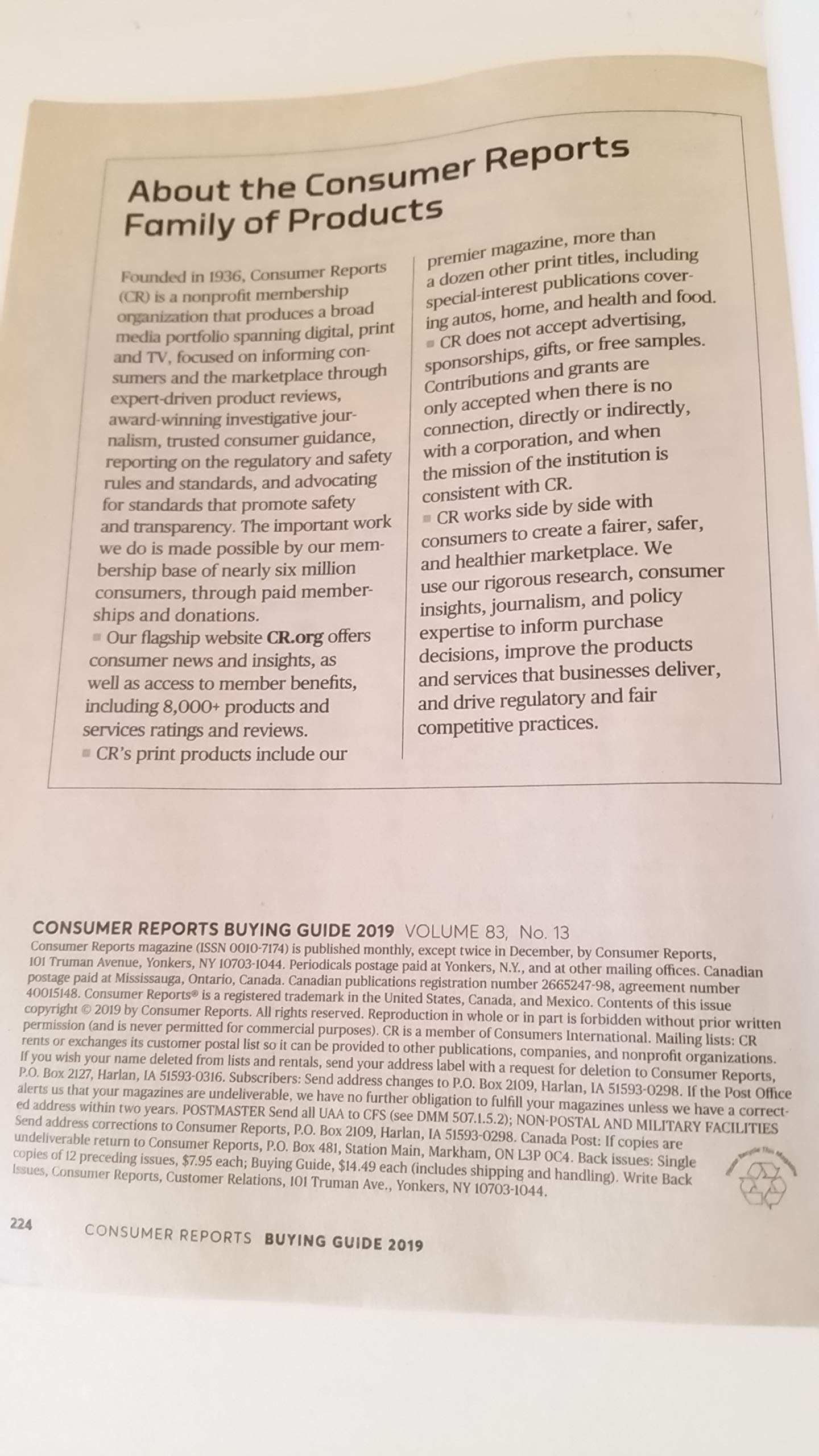 Consumer Reports Buying Guide For 2019-Rates 2000+ Products used book depot