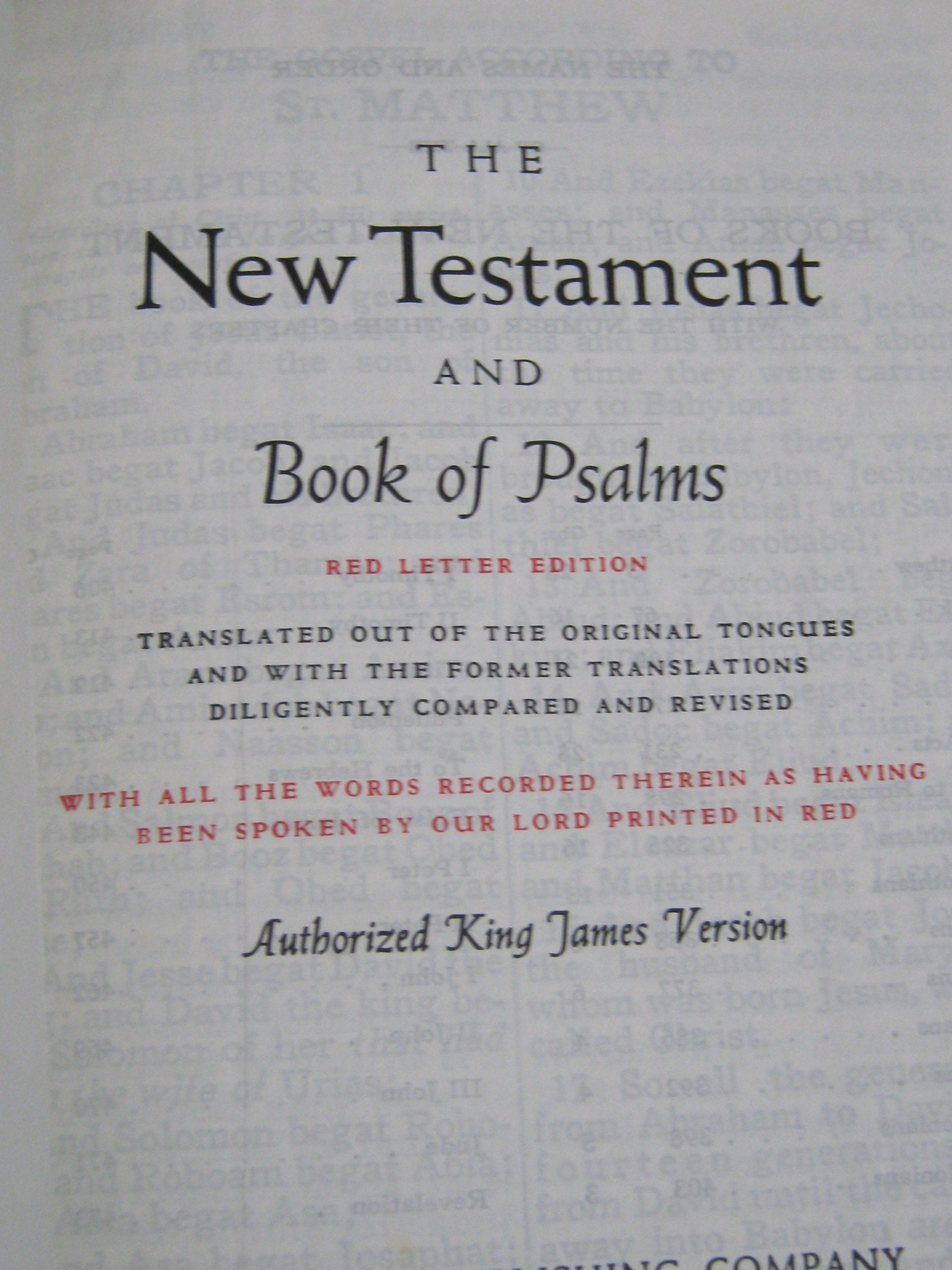 The New Testament and Book of Psalms / KJV - Red Letter Edition used book depot