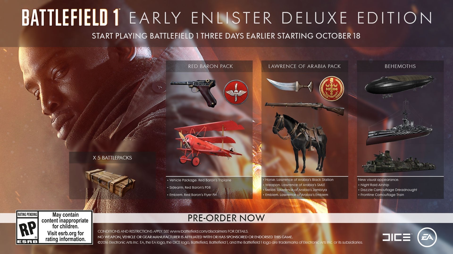 Battlefield 1 Early Enlister Deluxe Edition - Xbox One used book depot