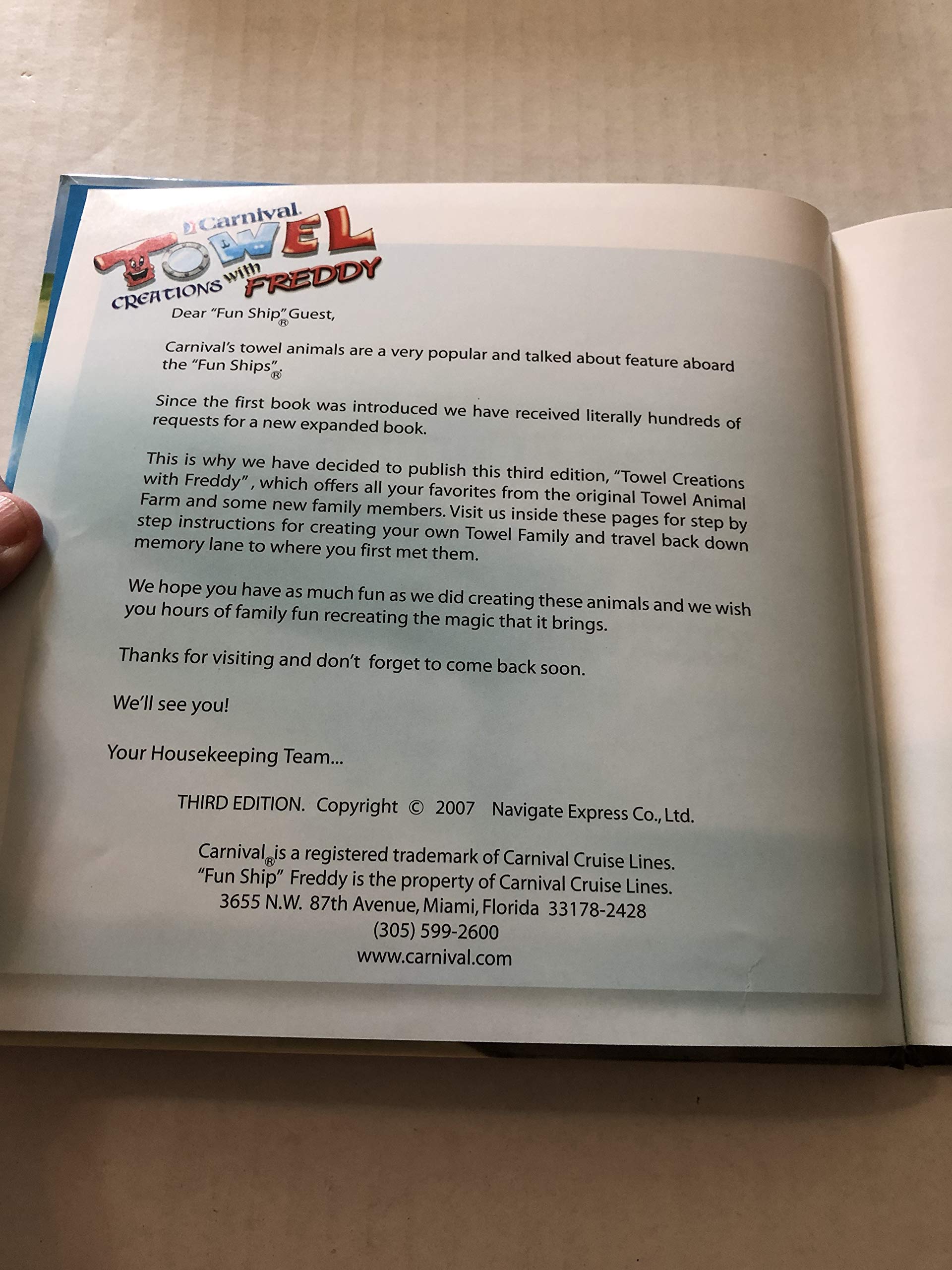Carnival Towel Creations with Freddy [Third 3rd Edition] used book depot