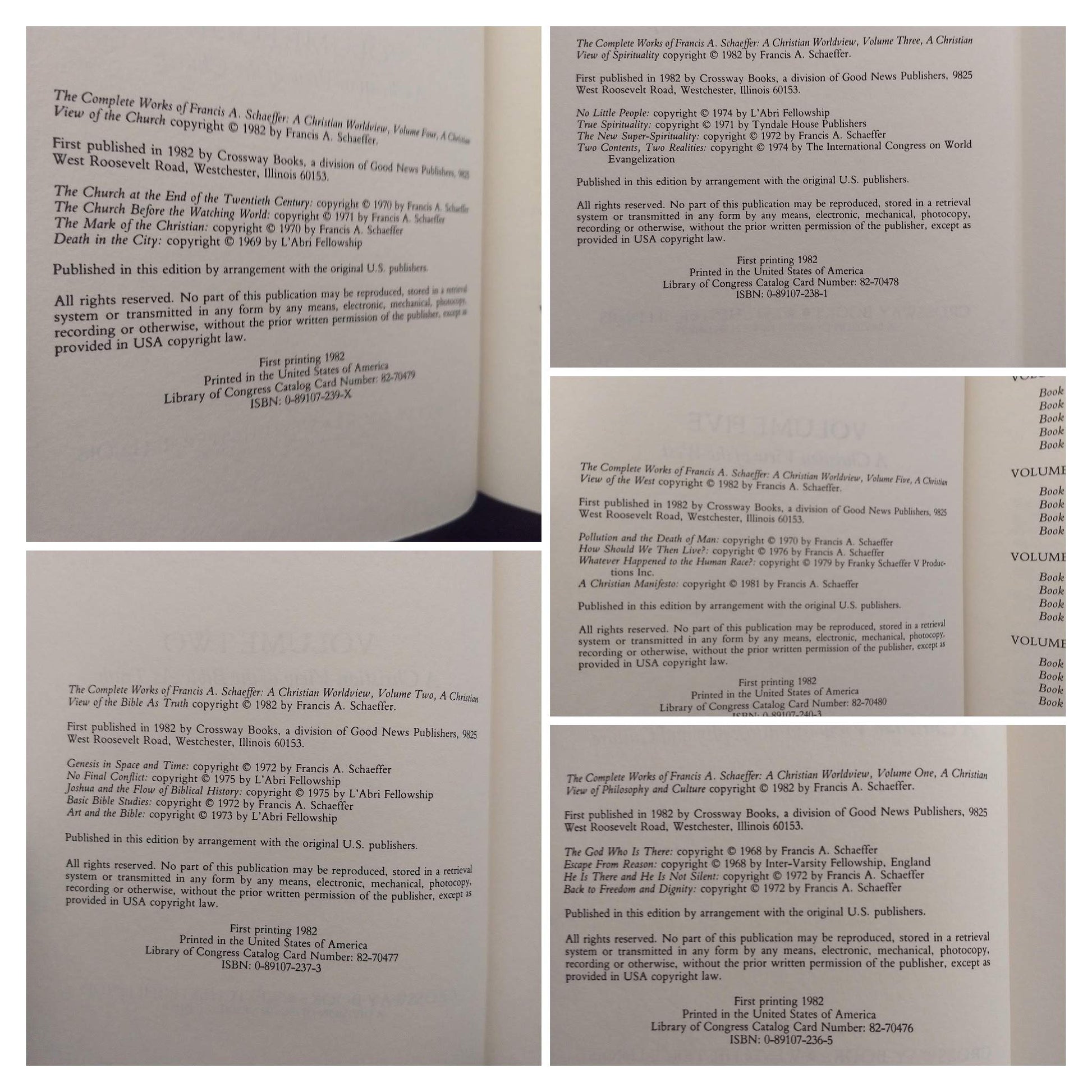 The Complete Works of Francis A. Schaeffer, A Christian Worldview (5 Volume Set, Hardcovers) used book depot