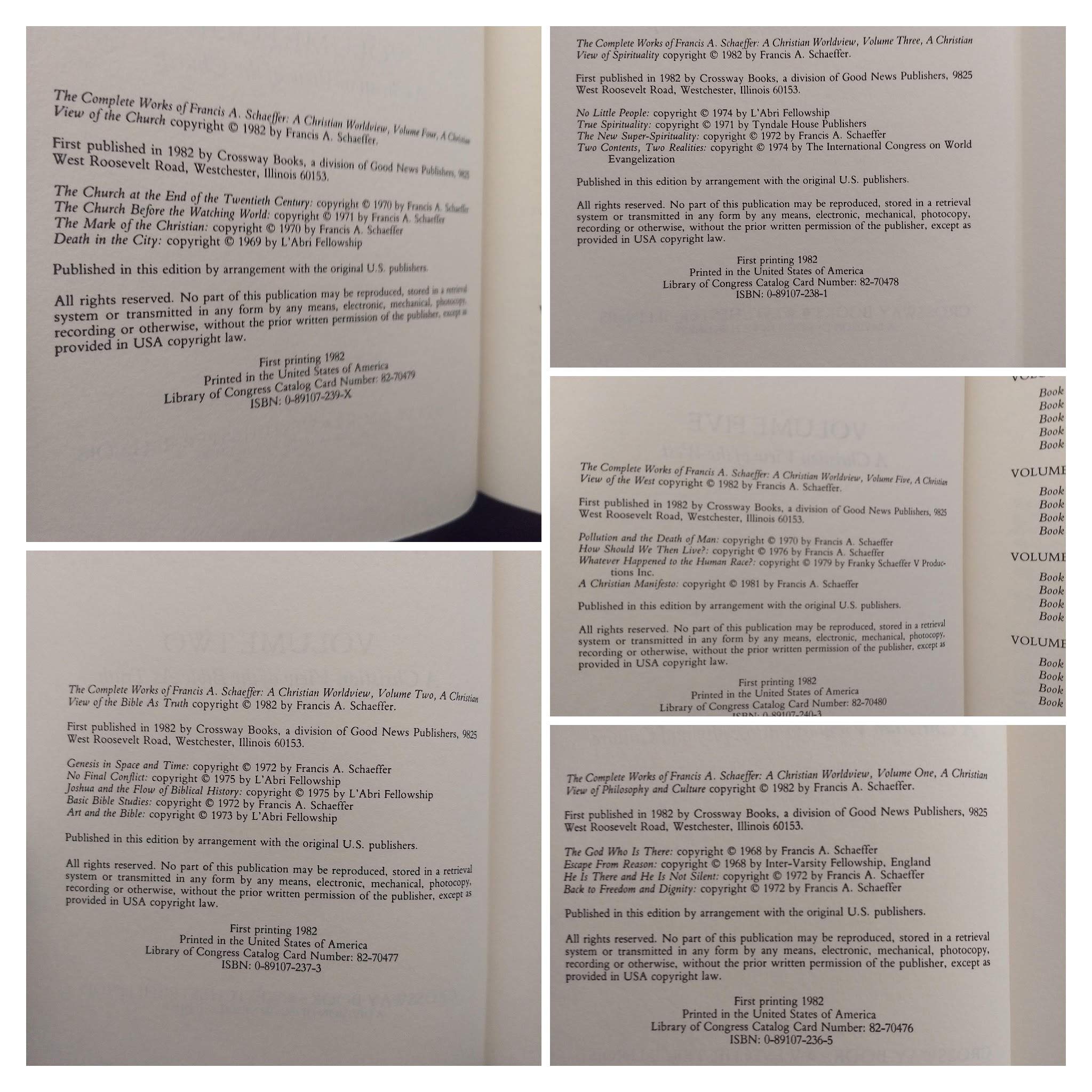 The Complete Works of Francis A. Schaeffer, A Christian Worldview (5 Volume Set, Hardcovers) used book depot