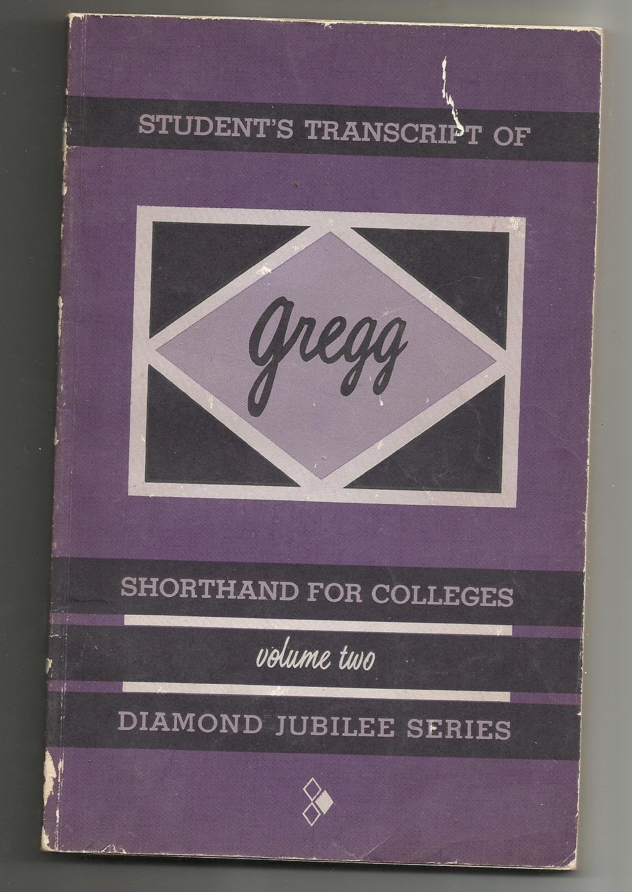 Student's Transcript of Gregg Shorthand Simplified For Colleges (Volume II) used book depot