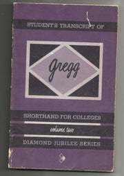 Student's Transcript of Gregg Shorthand Simplified For Colleges (Volume II) used book depot