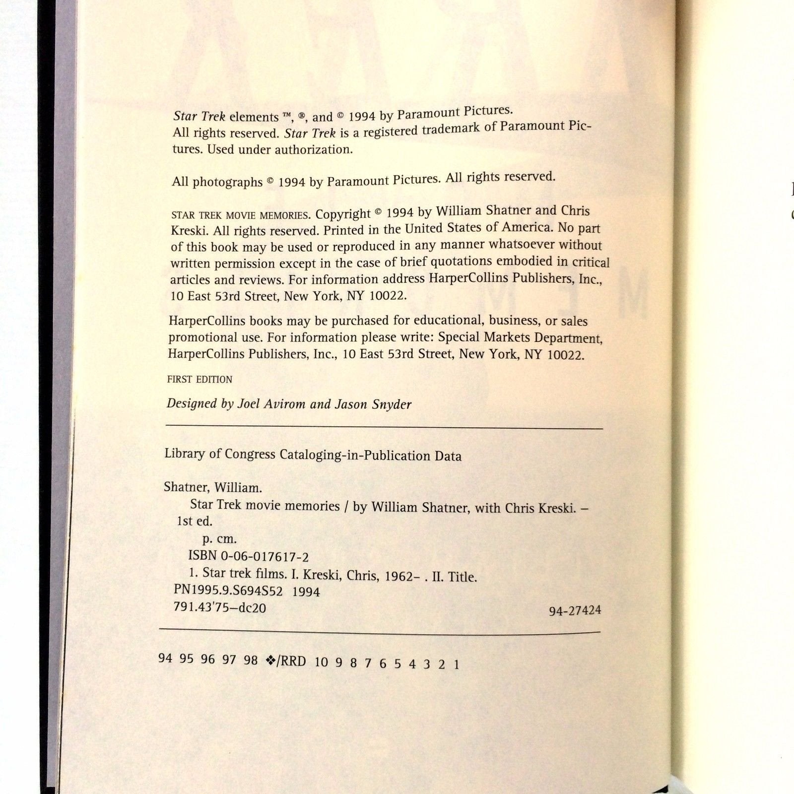 Star Trek Movie Memories used book depot