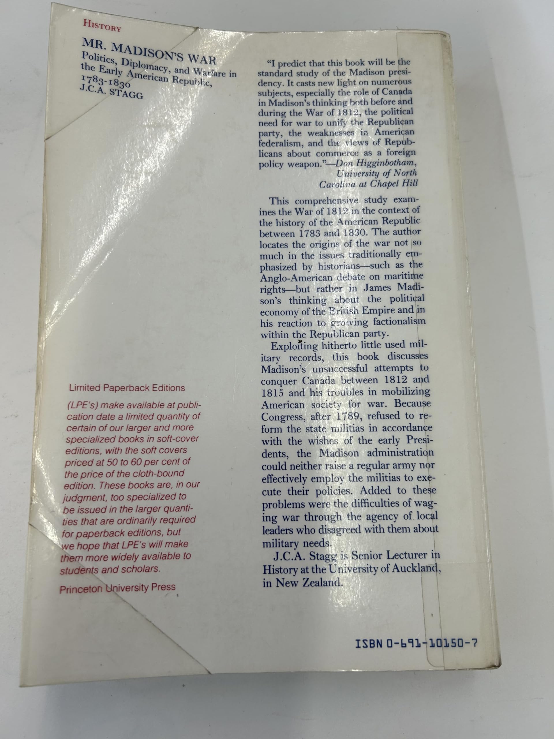 Mr. Madison's War: Politics, Diplomacy, and Warfare in the Early American Republic, 1783-1830 used book depot