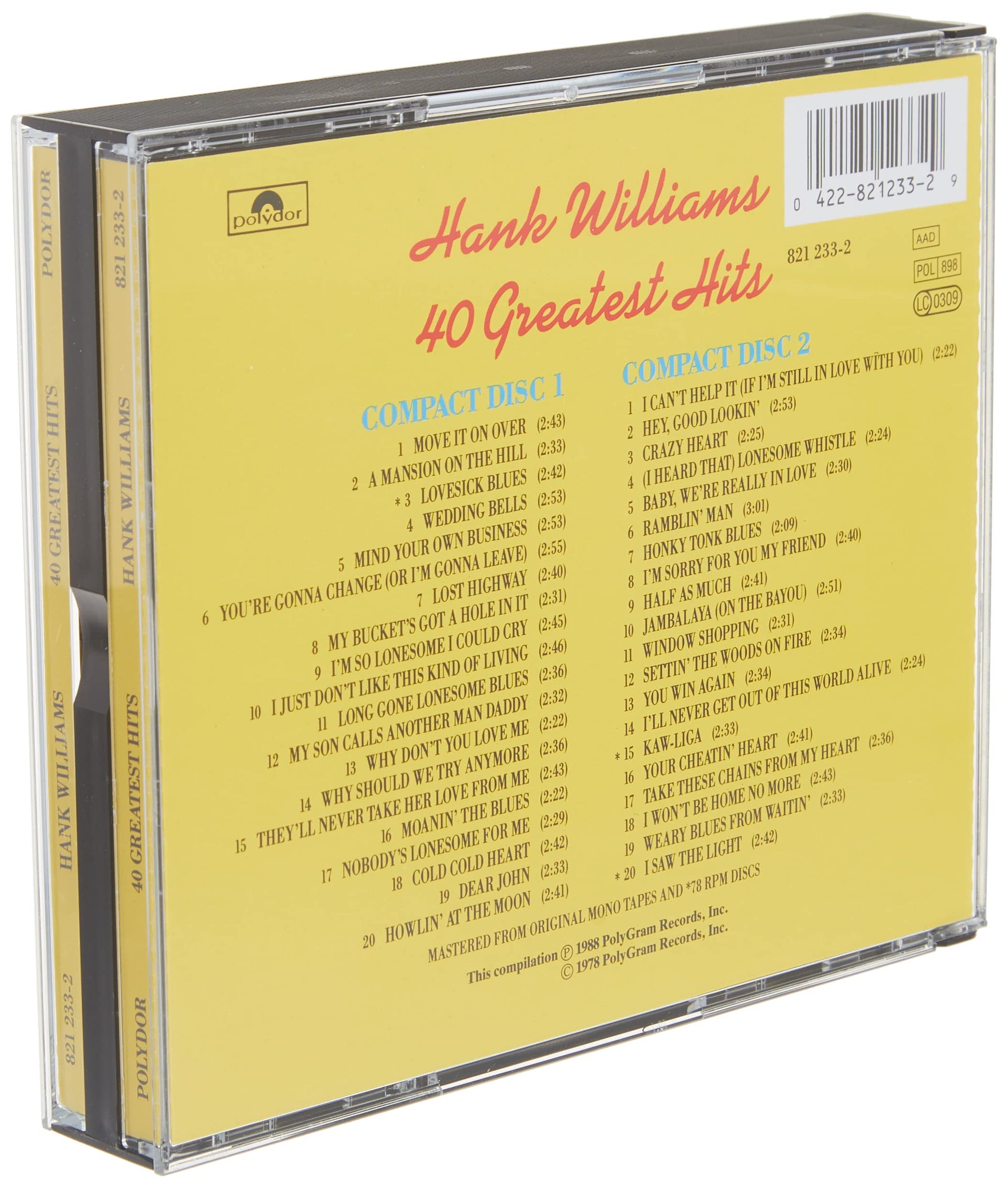 Hank Williams - 40 Greatest Hits used book depot