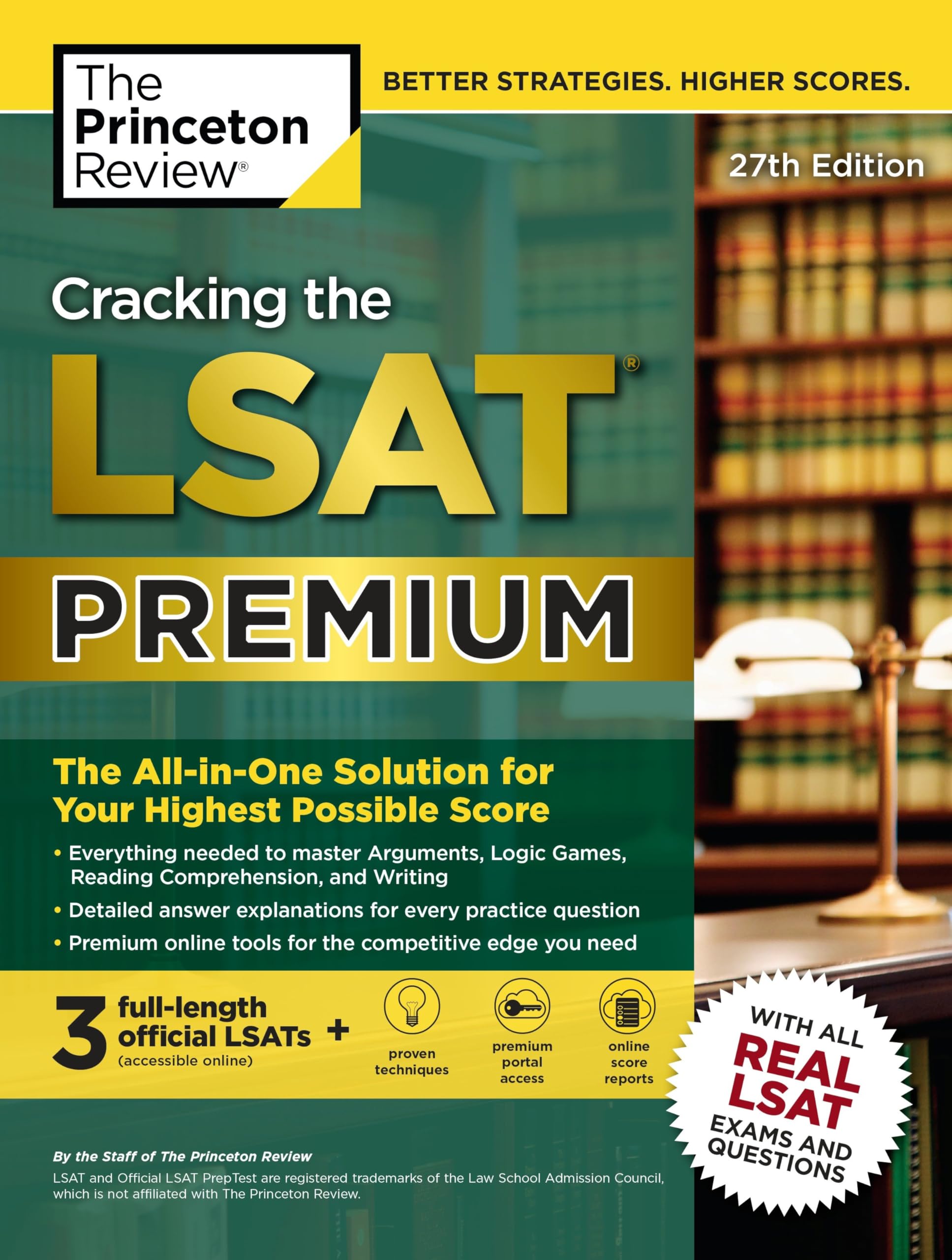 Cracking the LSAT Premium with 3 Real Practice Tests, 27th Edition: The All-in-One Solution for Your Highest Possible Score (Graduate School Test Preparation) used book depot