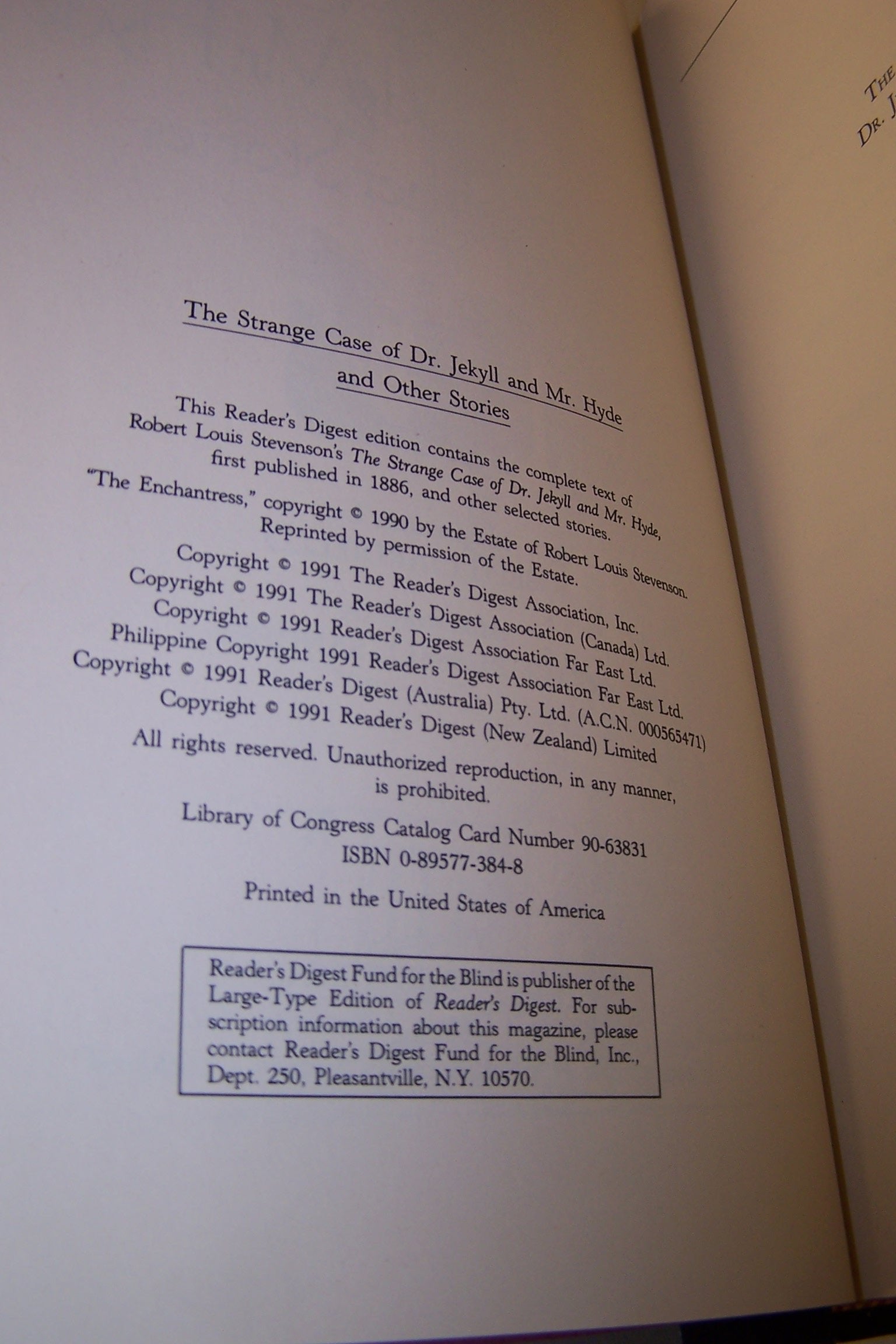 The Strange Case of Dr. Jekyll and Mr. Hyde & Other Stories used book depot