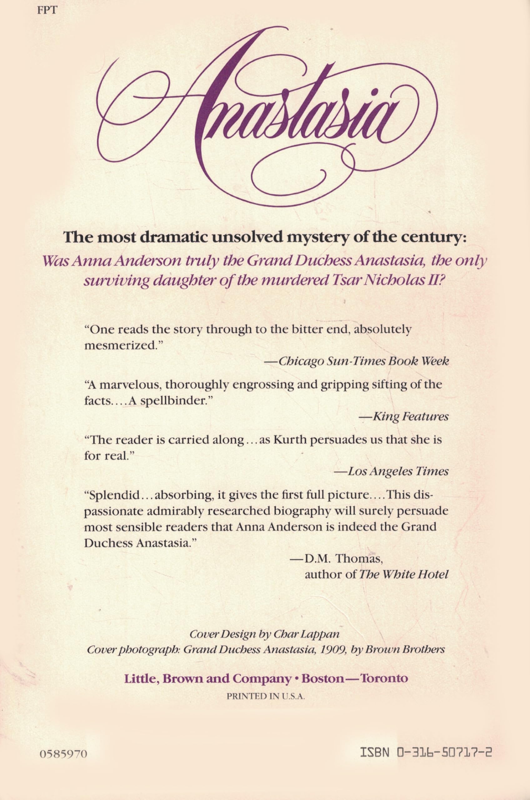 Anastasia: The Riddle of Anna Anderson used book depot