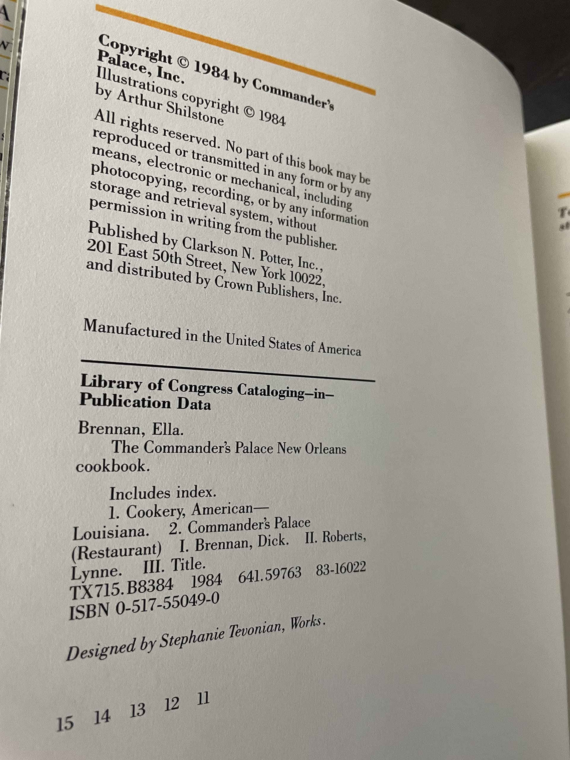The Commander's Palace: New Orleans Cookbook used book depot