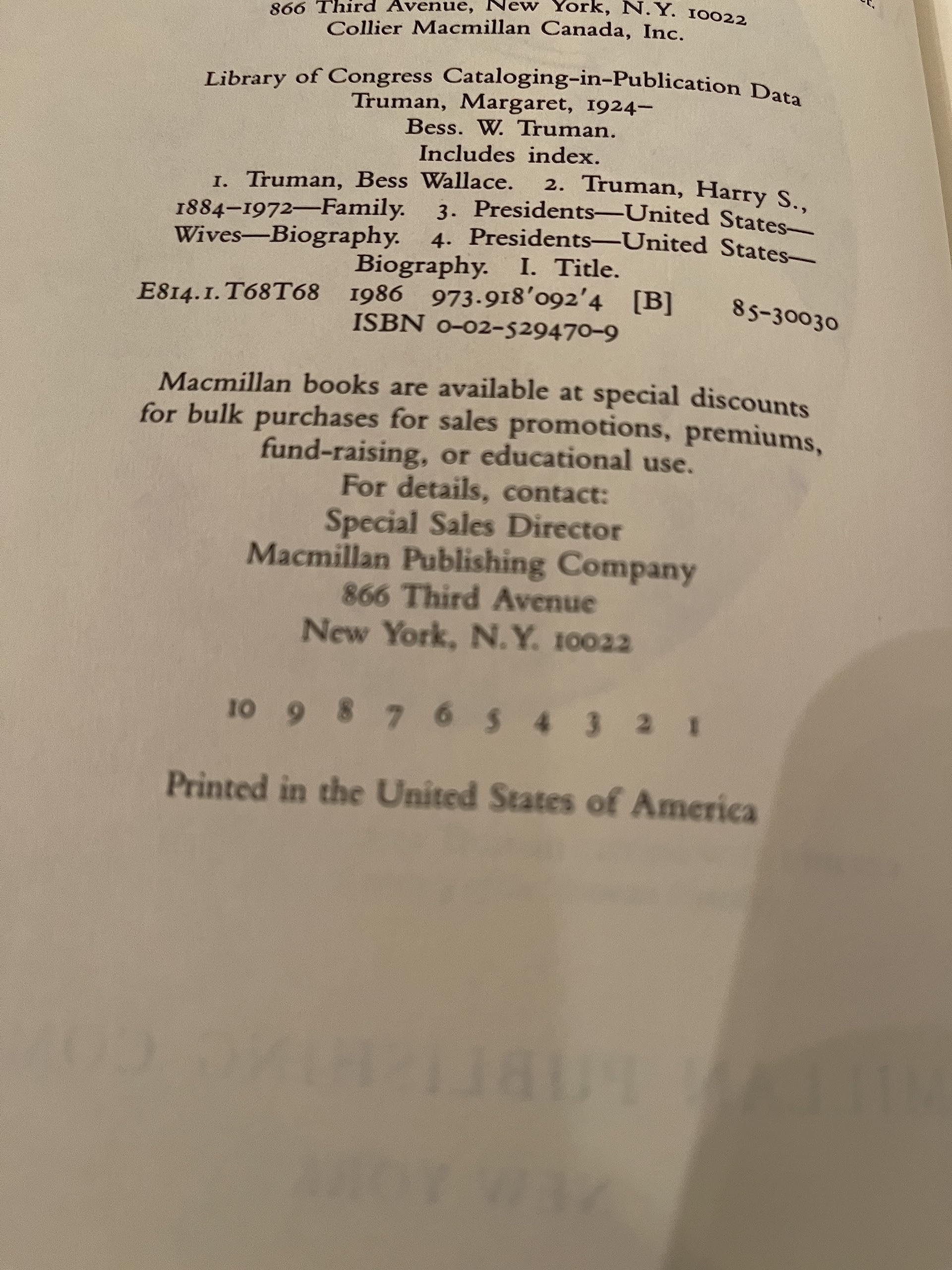 Bess W Truman used book depot