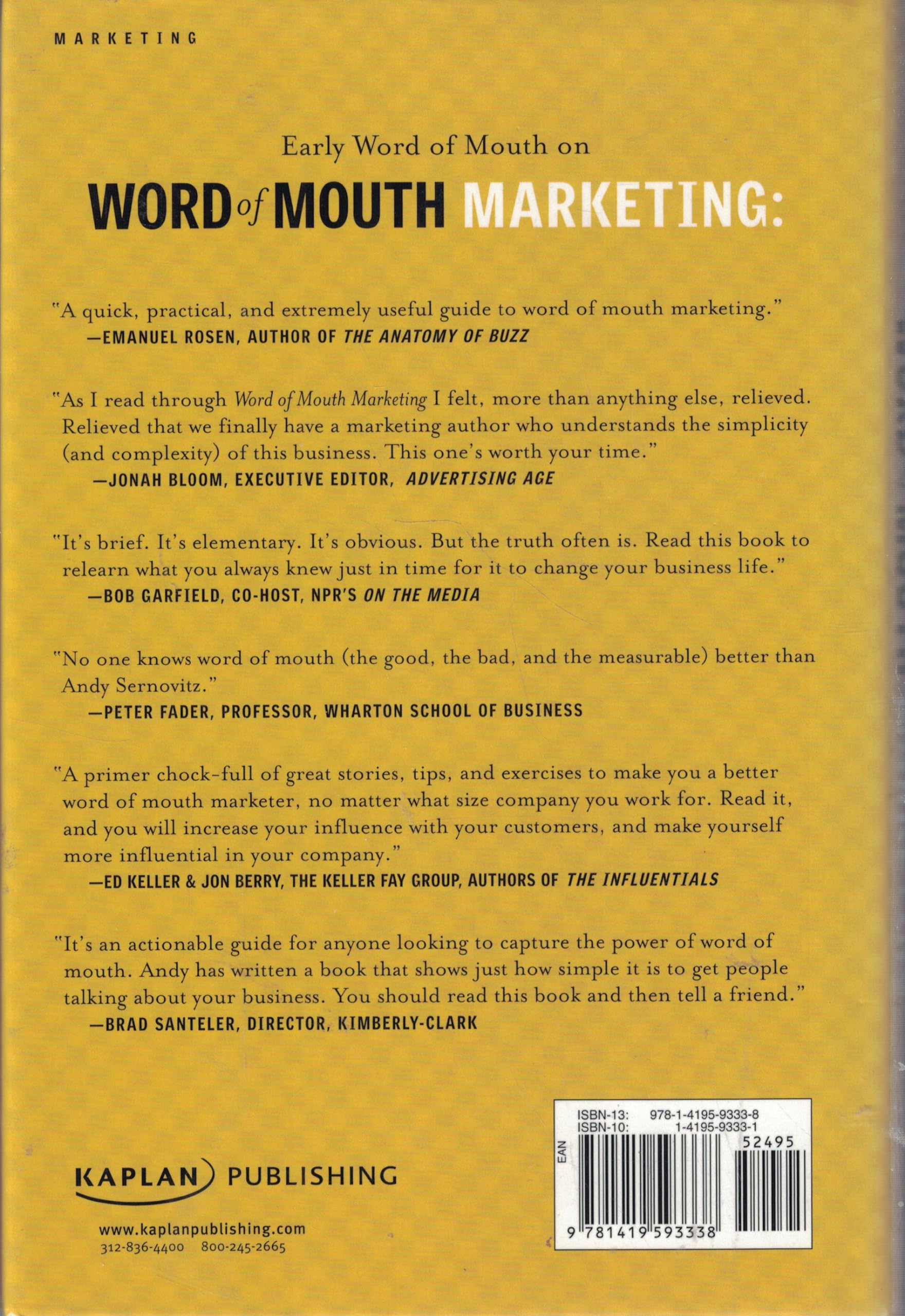 Word of Mouth Marketing: How Smart Companies Get People Talking used book depot