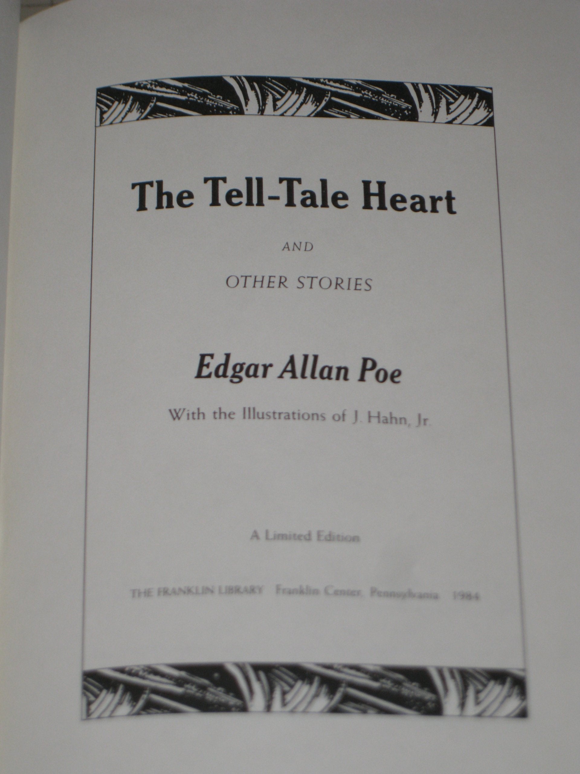 The Tell Tale Heart and Other Stories - Edgar Allan Poe - The Franklin Library - J.Hahn Illustrations used book depot