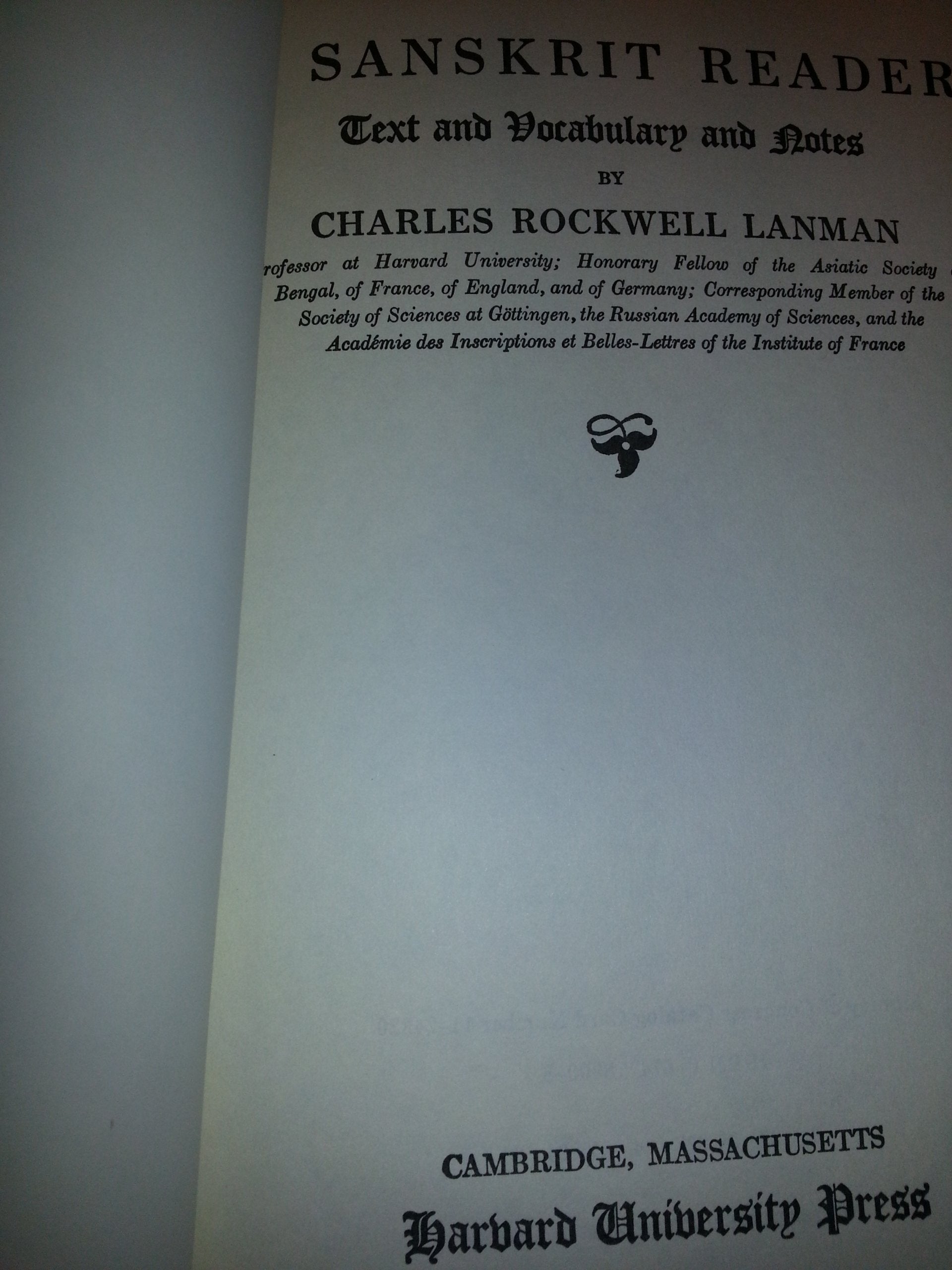 A Sanskrit Reader: Text and Vocabulary and Notes used book depot