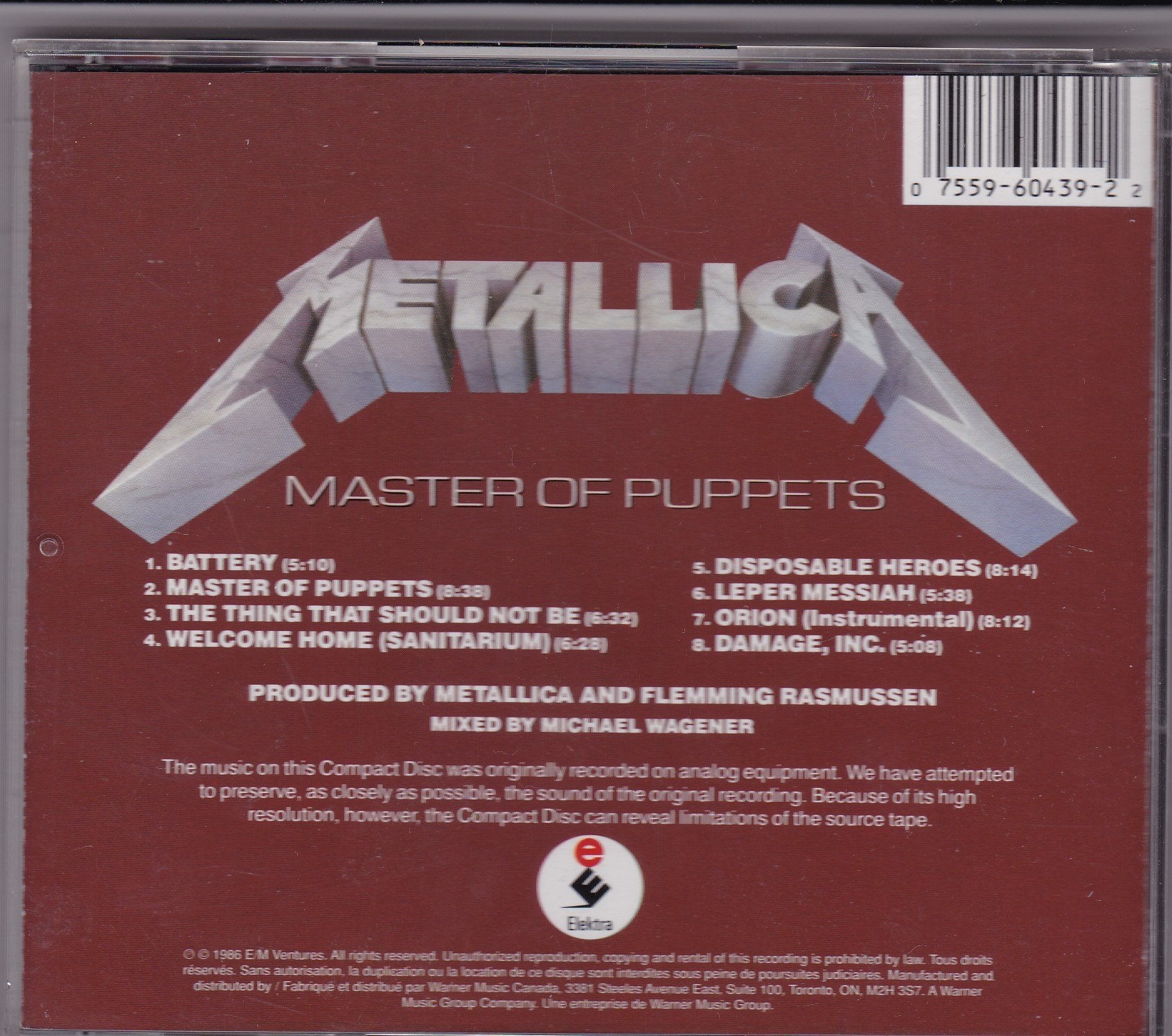 Master of Puppets used book depot