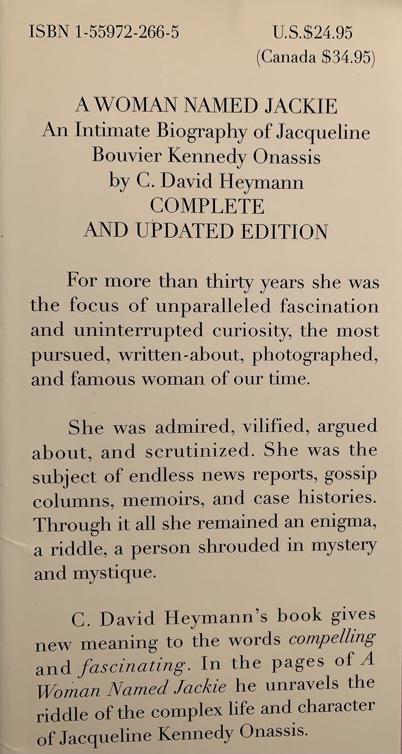 A Woman Named Jackie: An Intimate Biography of Jacqueline Bouvier Kennedy Onassis used book depot