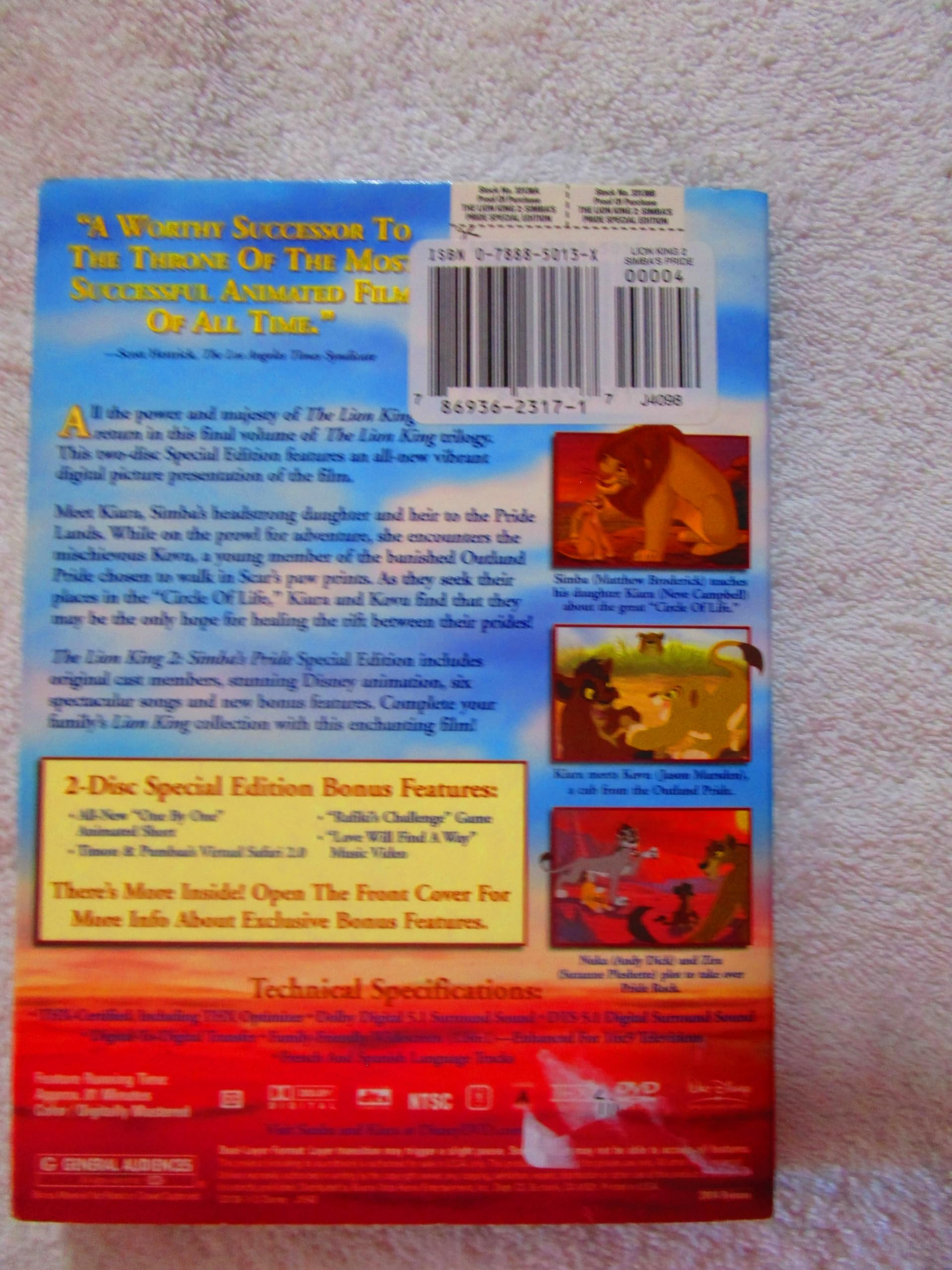 The Lion King 2: Simba's Pride (Two-Disc Special Edition) [DVD] used book depot