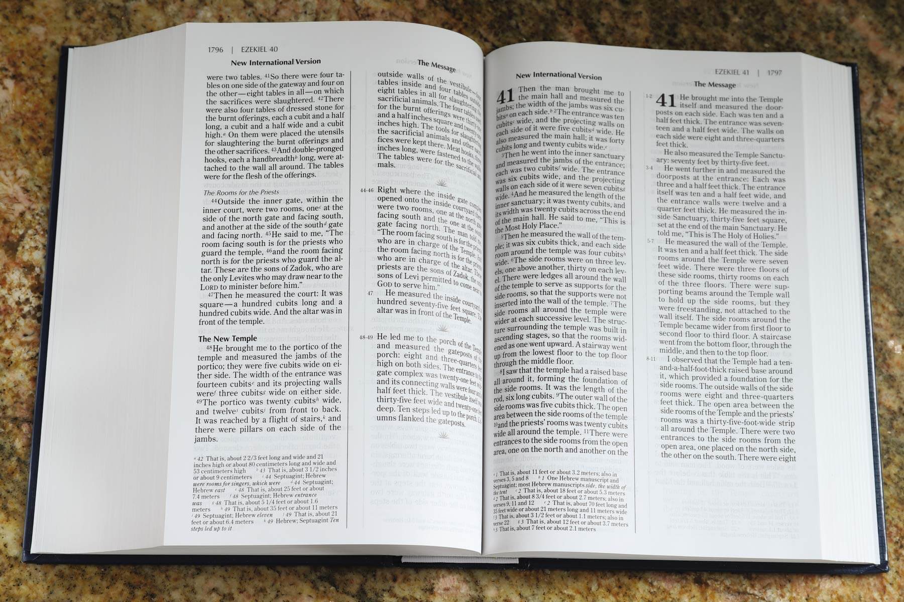 NIV, The Message, Parallel Bible, Large Print, Hardcover: Two Bible Versions Together for Study and Comparison used book depot