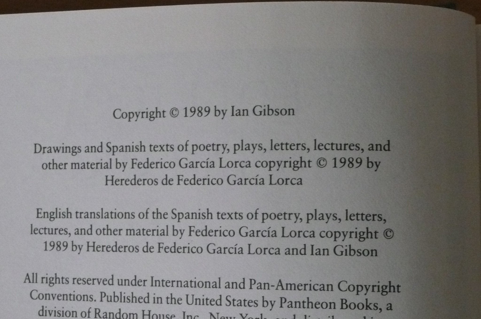 FEDERICO GARCIA LORCA used book depot