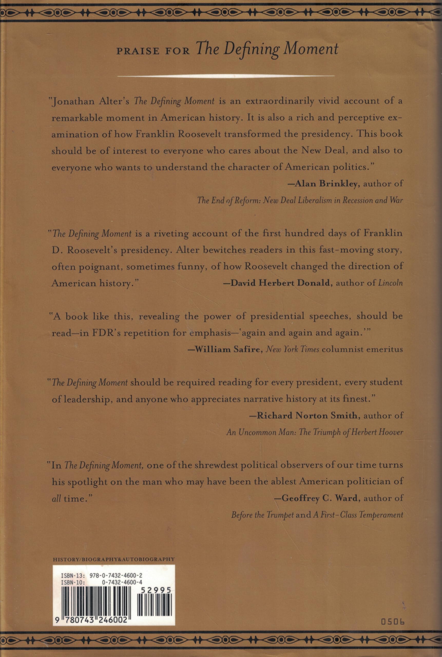 The Defining Moment: FDR's Hundred Days and the Triumph of Hope used book depot