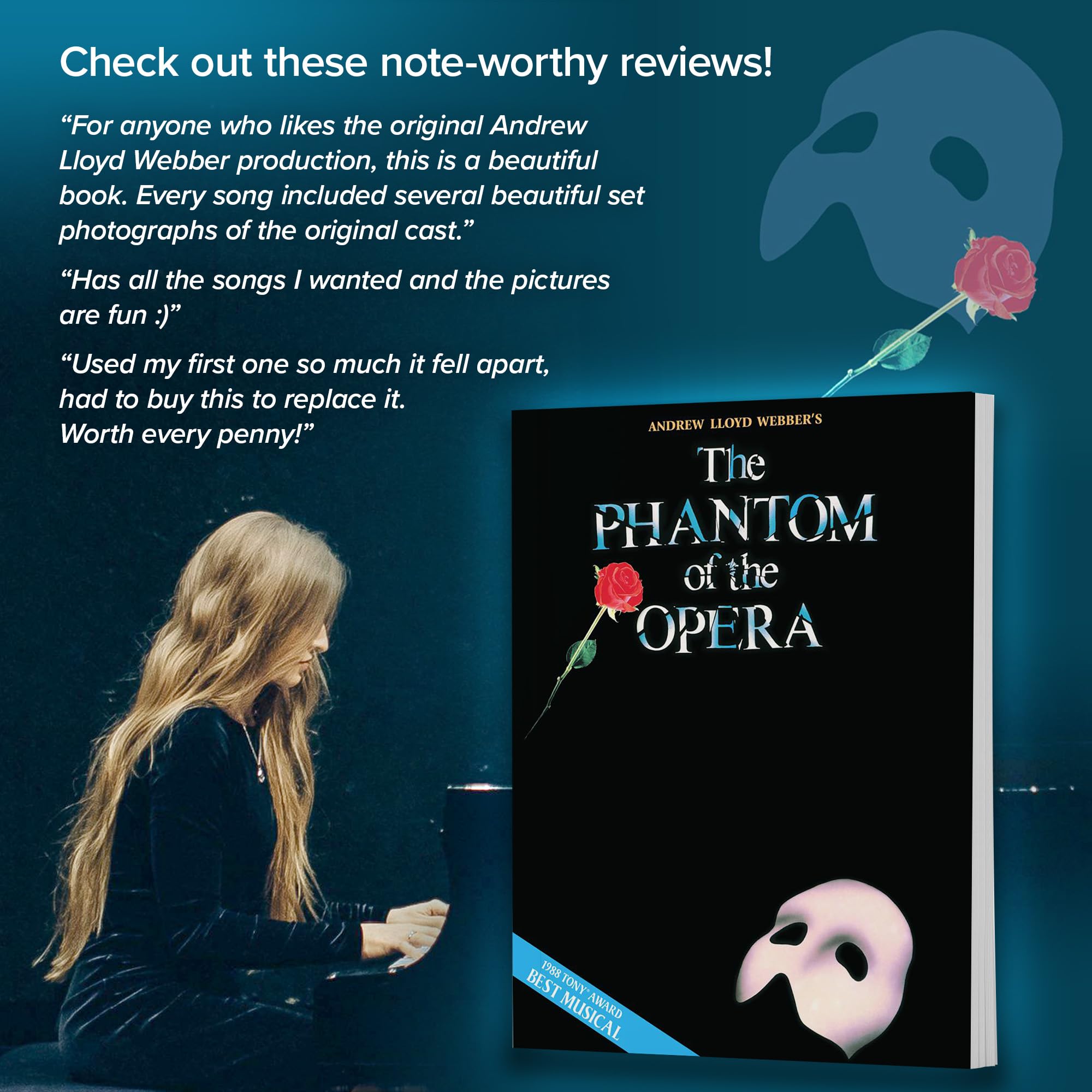 Phantom of the Opera - Souvenir Edition | Piano/Vocal Selections Songbook | 9 Iconic Songs by Andrew Lloyd Webber | Broadway Musical Sheet Music for Piano Voice and Guitar | Hal Leonard Music used book depot