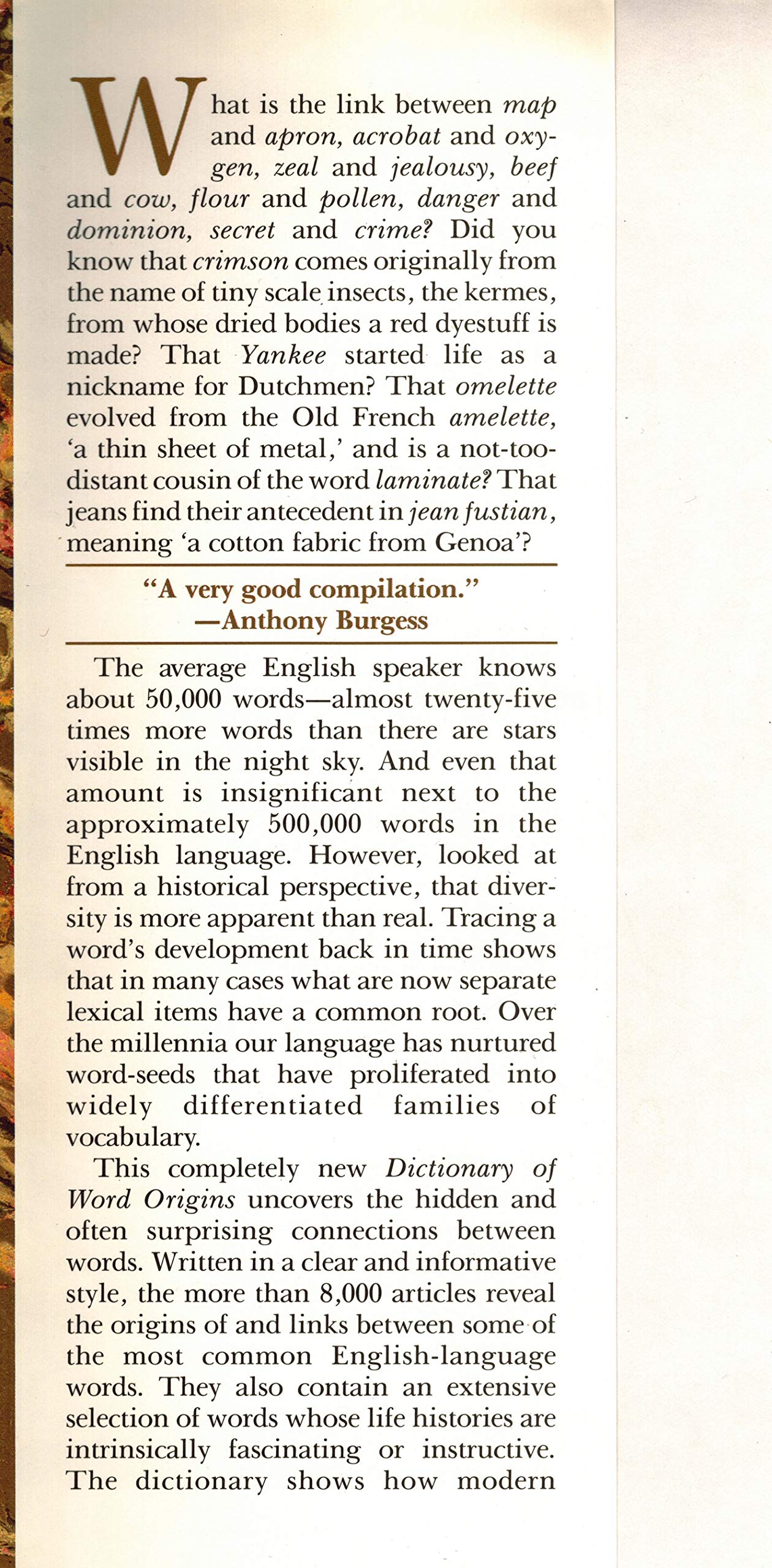 Dictionary of Word Origins: The Histories of More Than 8,000 English-Language Words used book depot