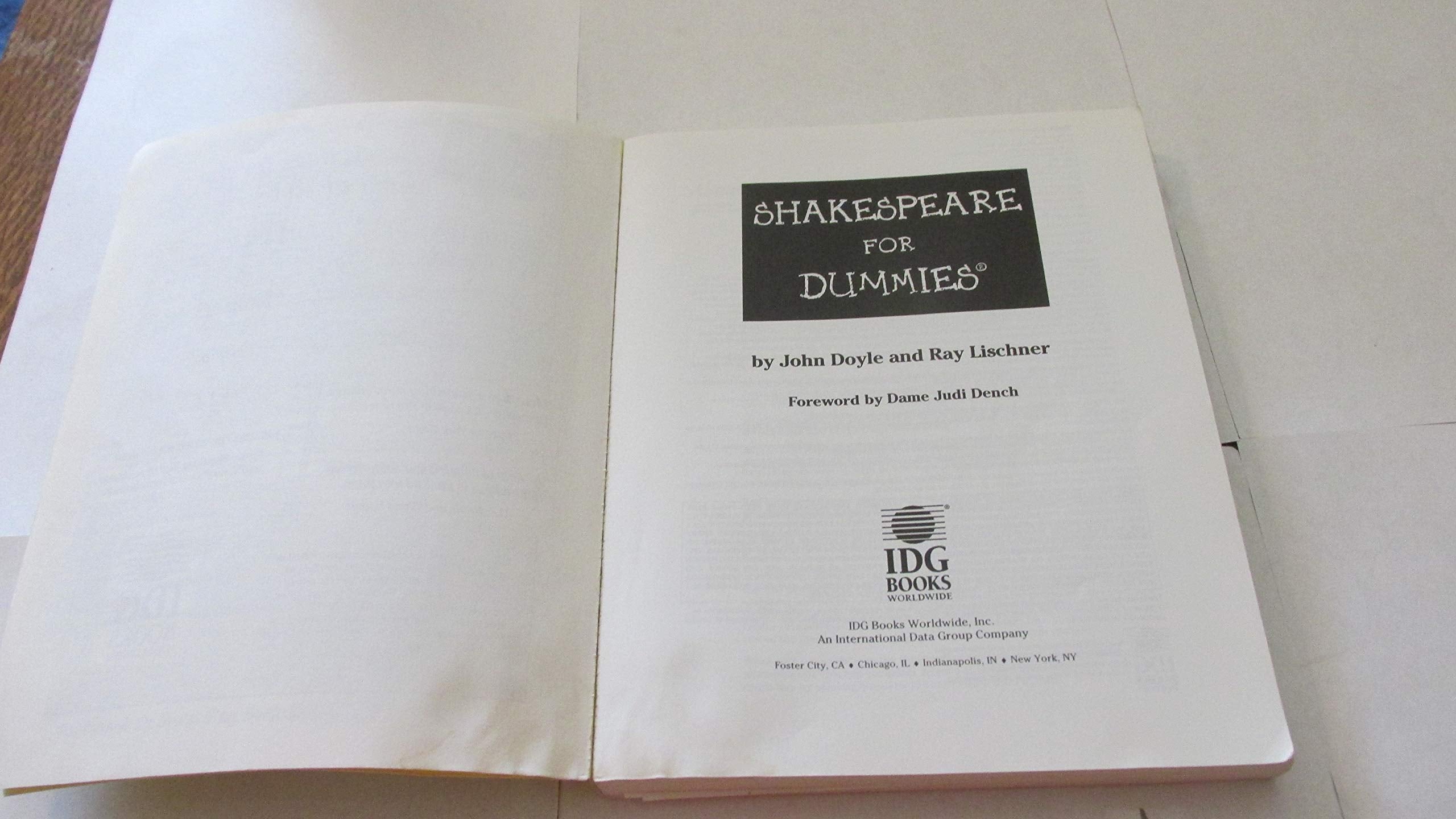 Shakespeare for Dummies used book depot