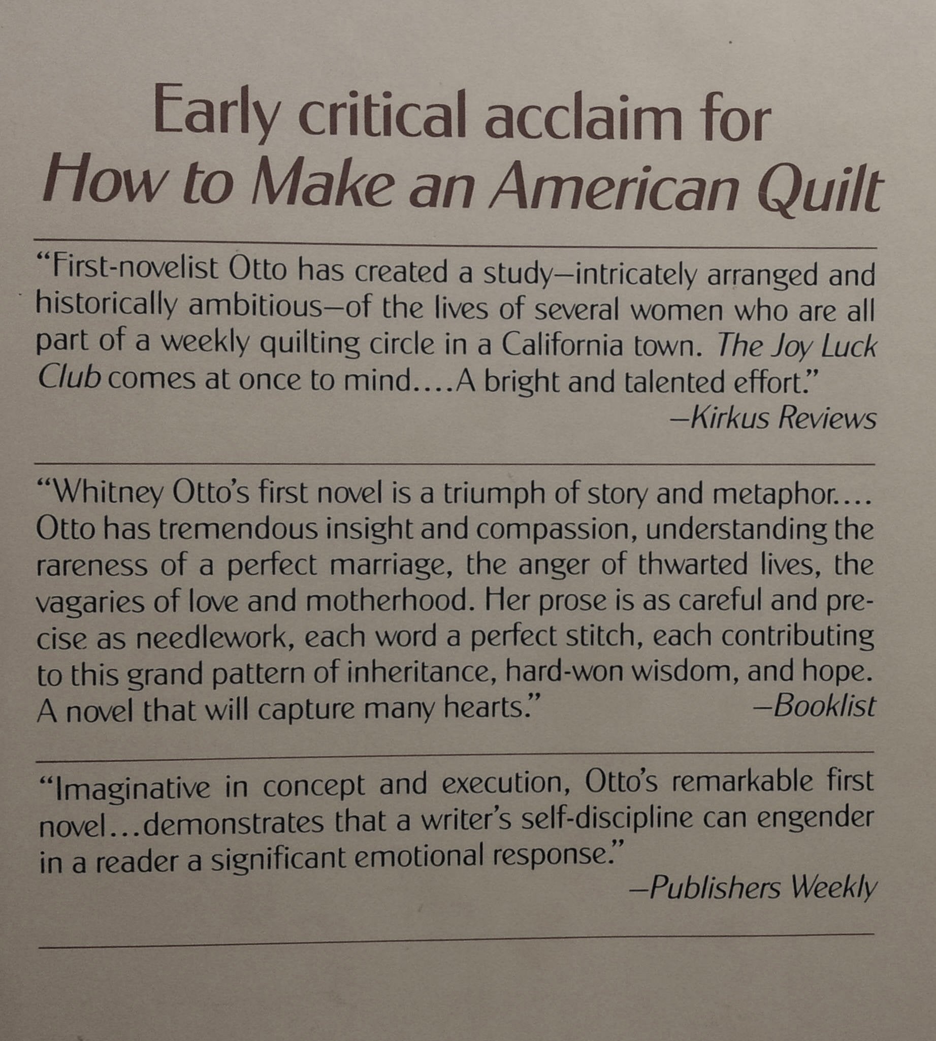 How to Make an American Quilt
