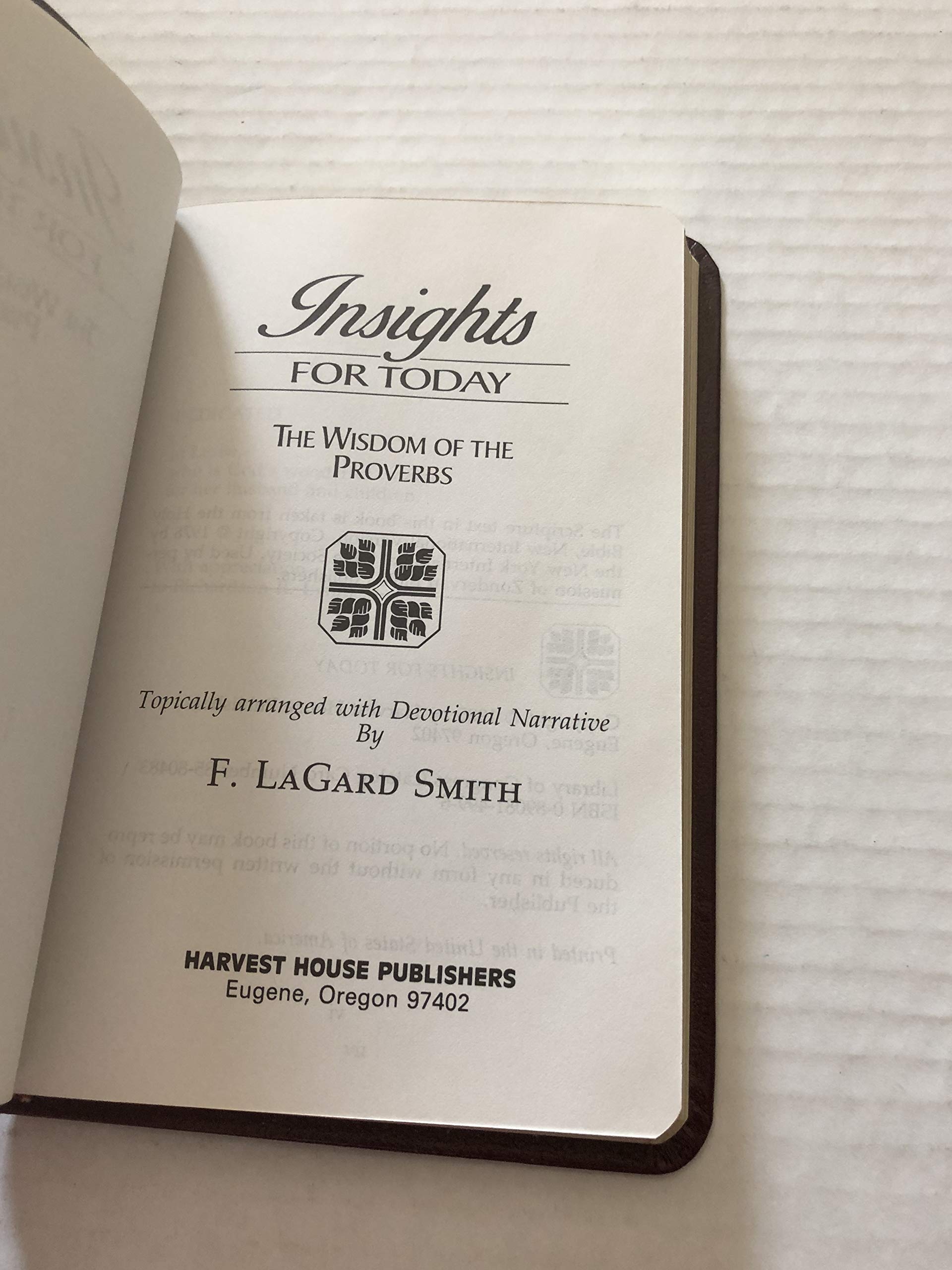 Insights for today: The wisdom of the proverbs used book depot