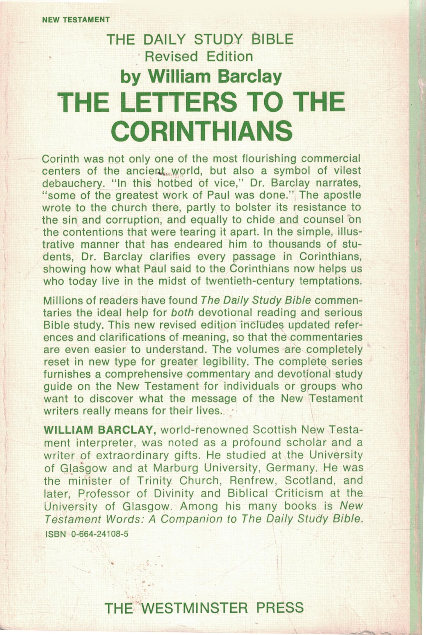 Letters to the Corinthians (The Daily Study Bible Series.--Rev. Ed) (English and Hebrew Edition) used book depot