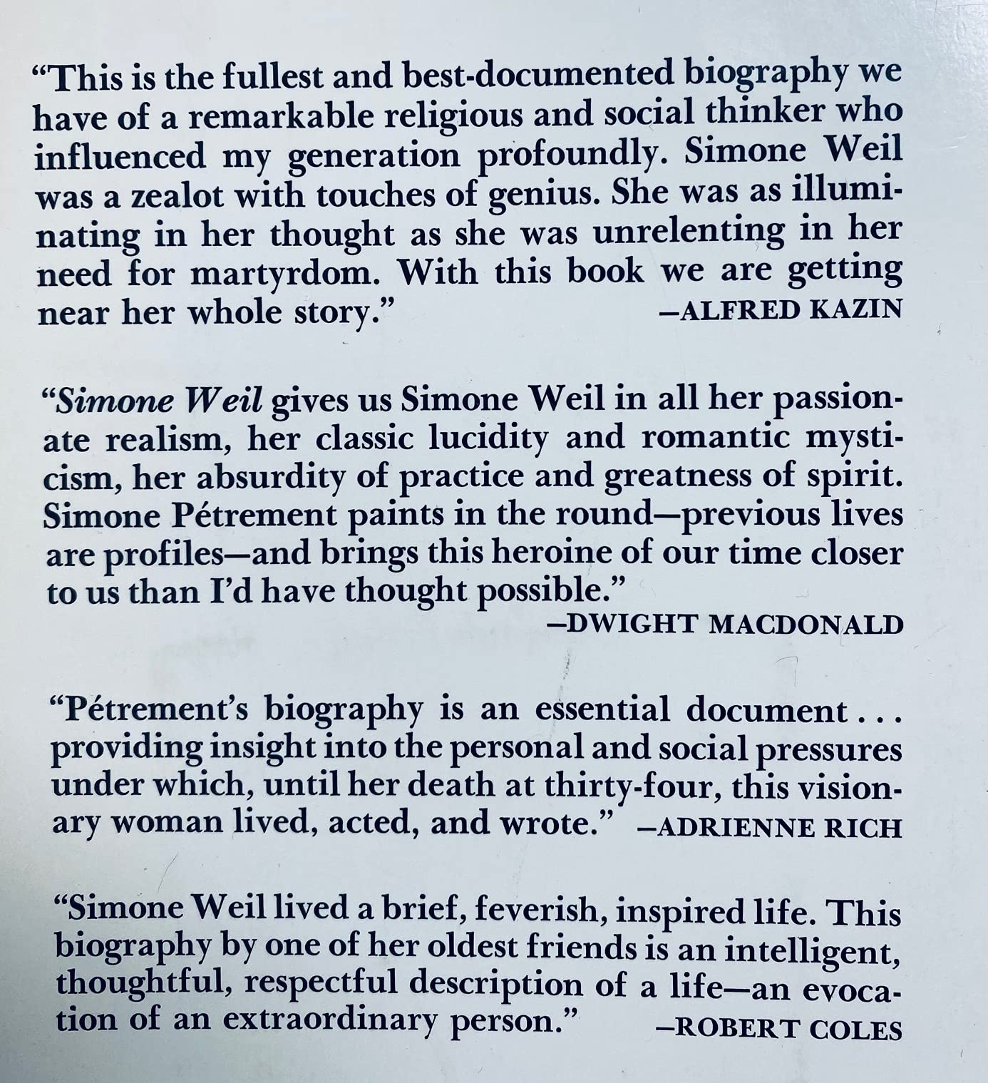 Simone Weil a Life used book depot