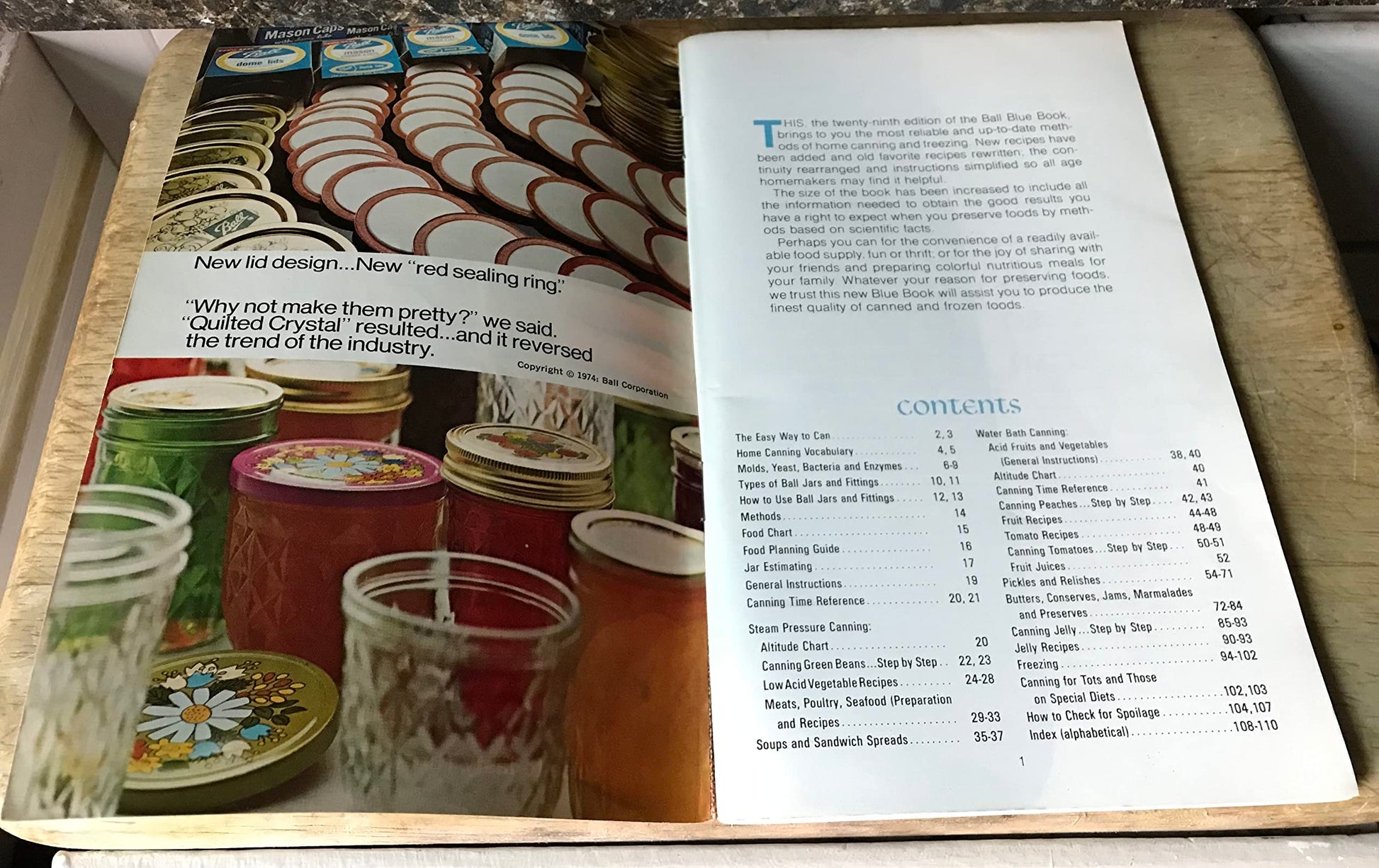 BALL Blue Book [new revised edition 29, copyright 1974] Easy Guide to Tasty, Thrifty Canning and Freezing (Ball Corporation, Muncie, Indiana) used book depot