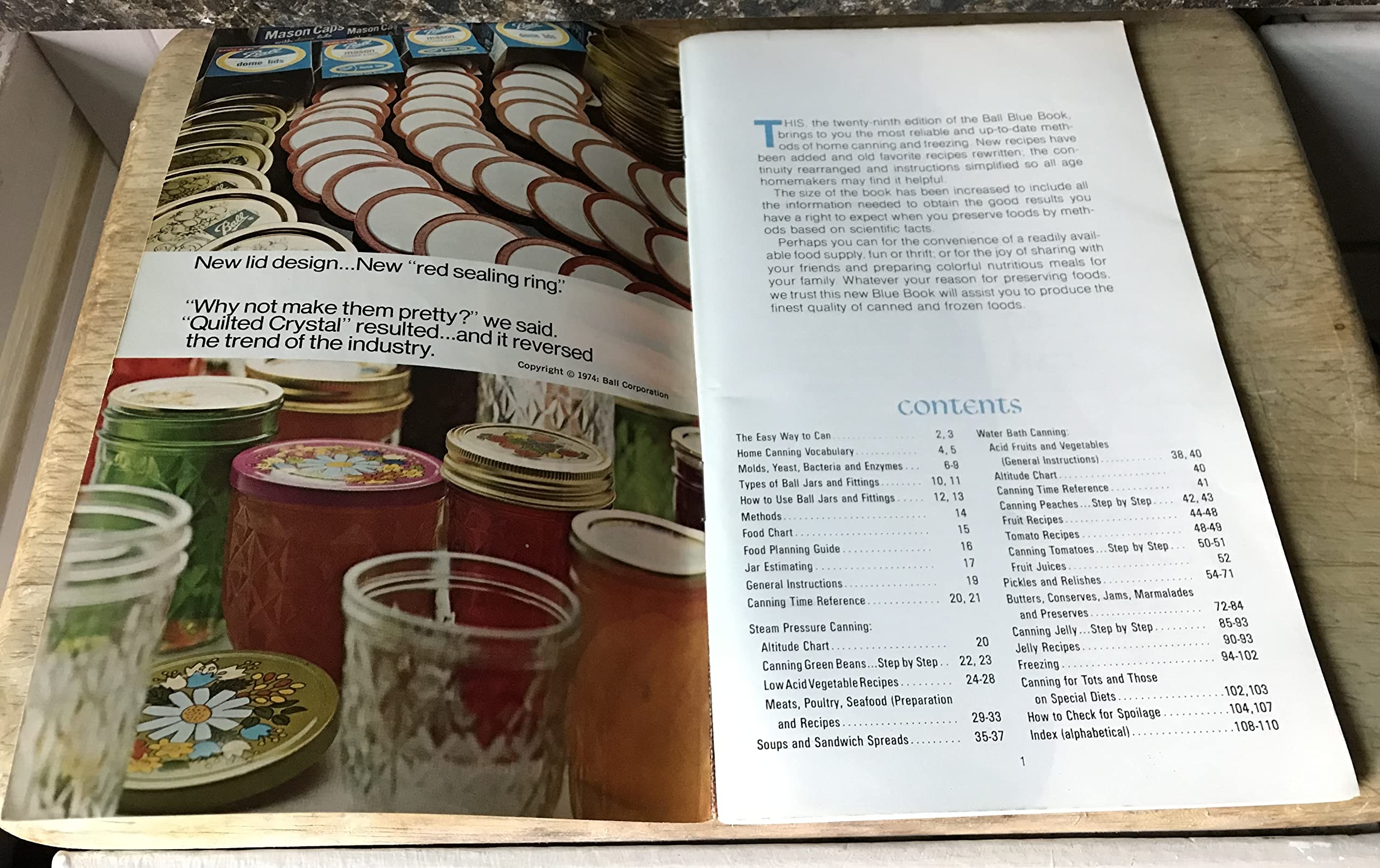 BALL Blue Book [new revised edition 29, copyright 1974] Easy Guide to Tasty, Thrifty Canning and Freezing (Ball Corporation, Muncie, Indiana) used book depot