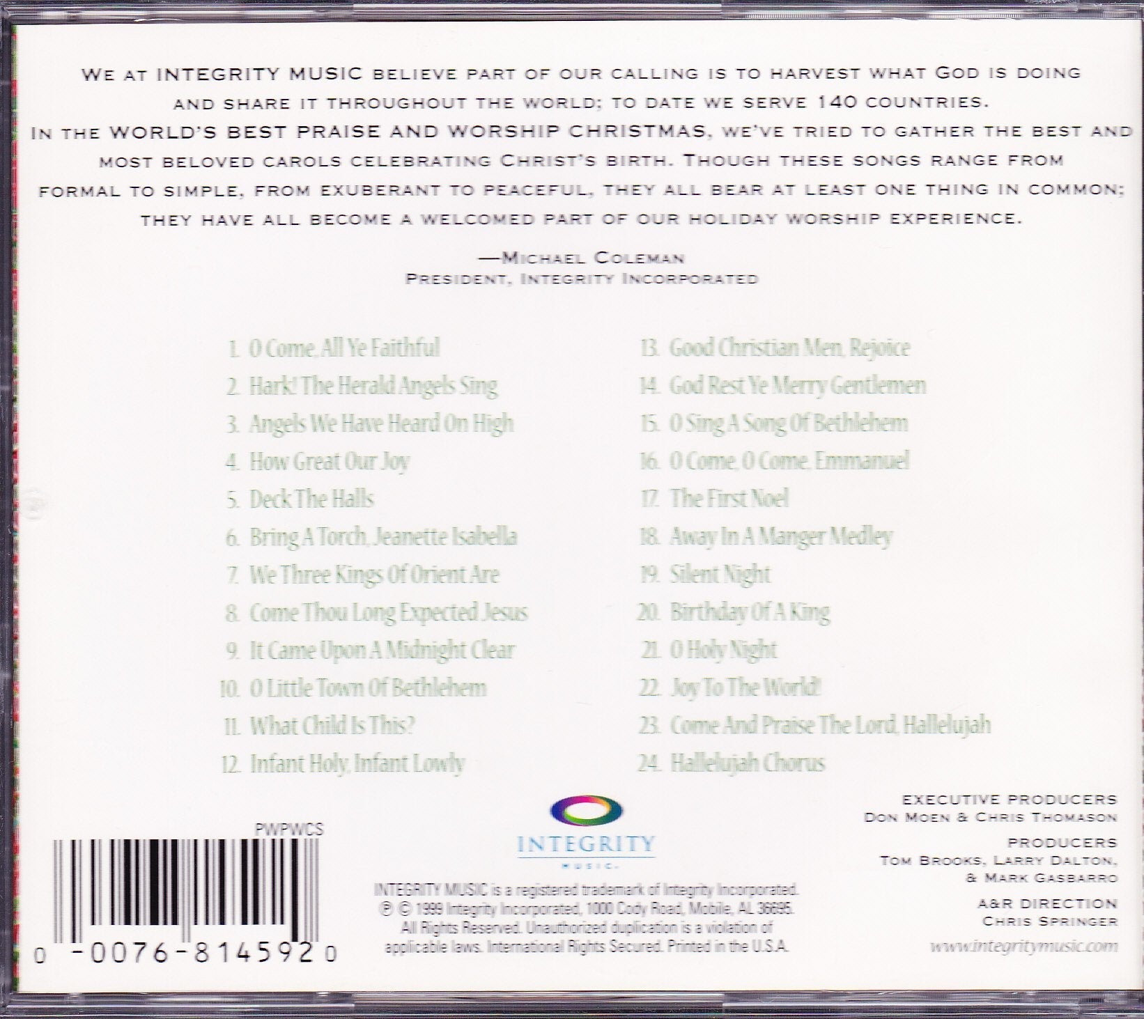 Worlds Best Praise and Worship Christmas Music used book depot