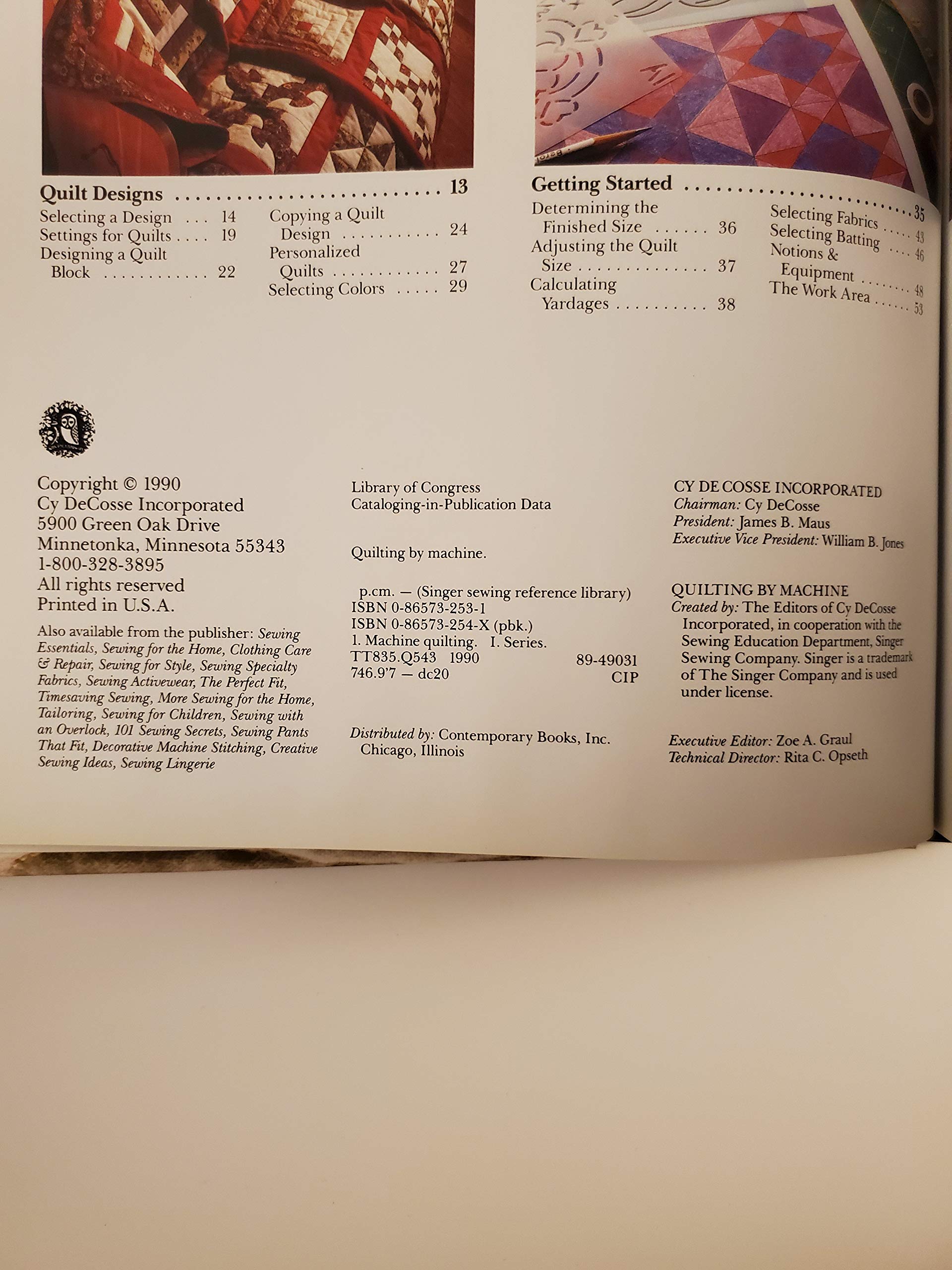 Quilting by Machine (Singer Sewing Reference Library)