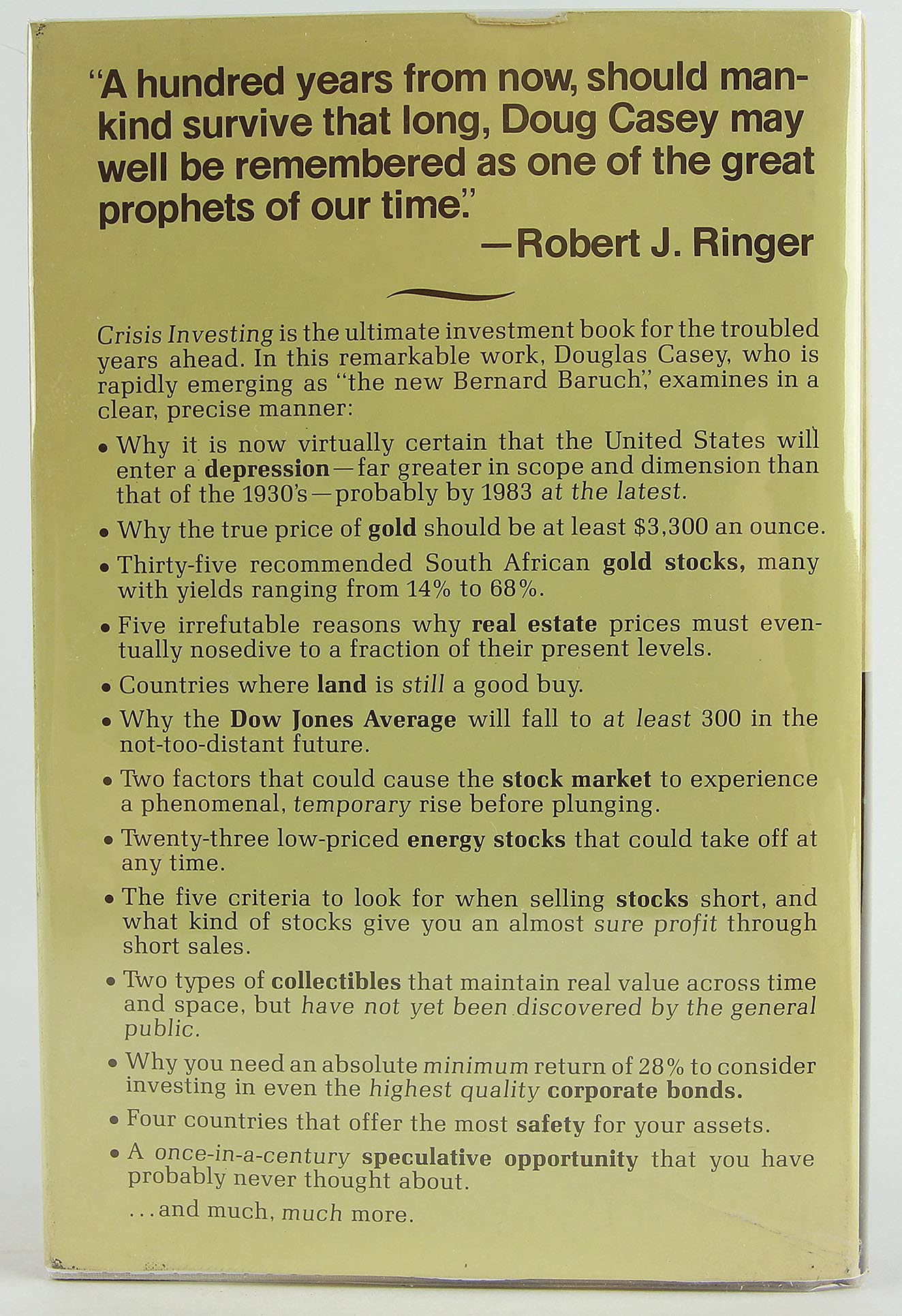 Crisis Investing: Opportunities and Profits in the Coming Great Depression used book depot
