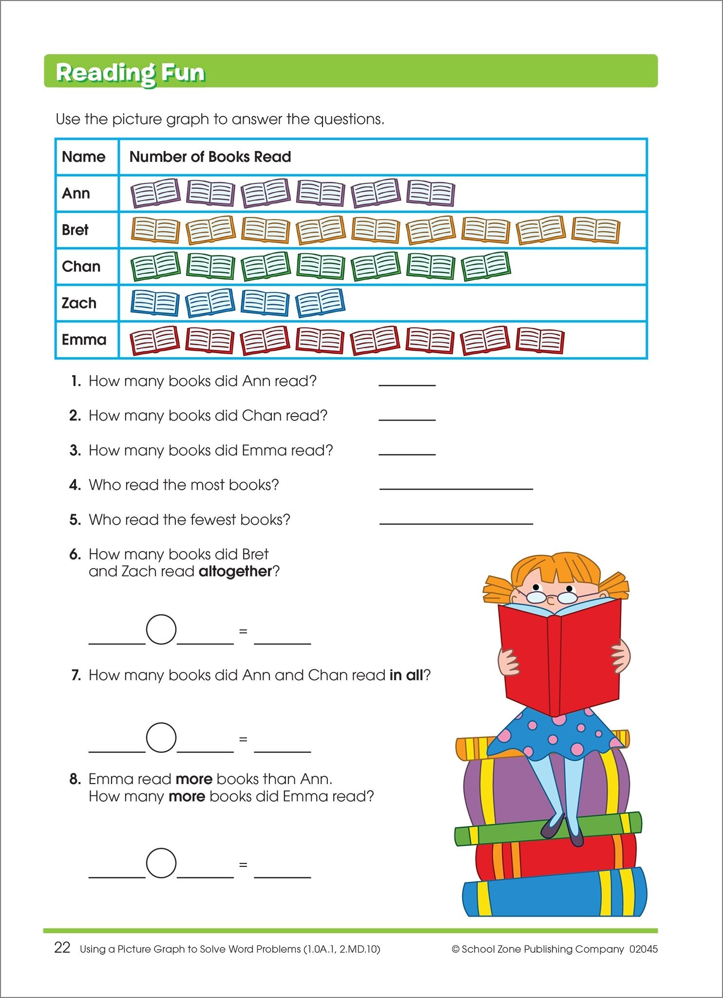 School Zone Word Problems Workbook: 32 Pages, 1st Grade, 2nd Grade, Math, Reading, Story Problems, Tables & Graphs, Operations, Ages 6 to 8 (I Know It! Book Series)