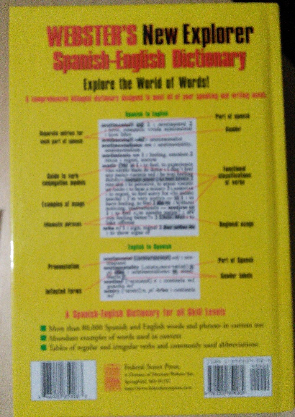 Webster's New Explorer Spanish-English Dictionary used book depot