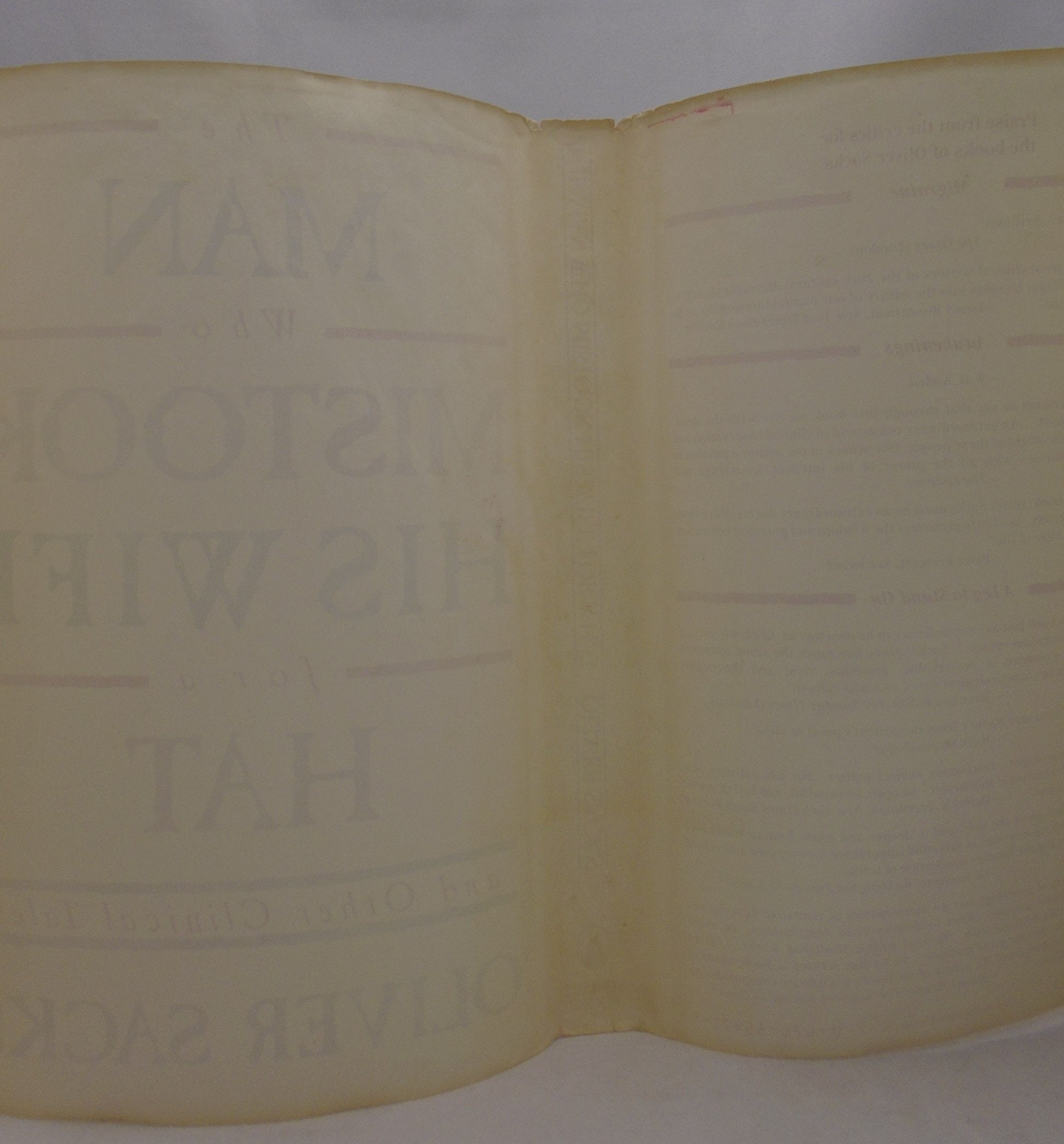 The Man Who Mistook His Wife for a Hat and Other Clinical Tales used book depot
