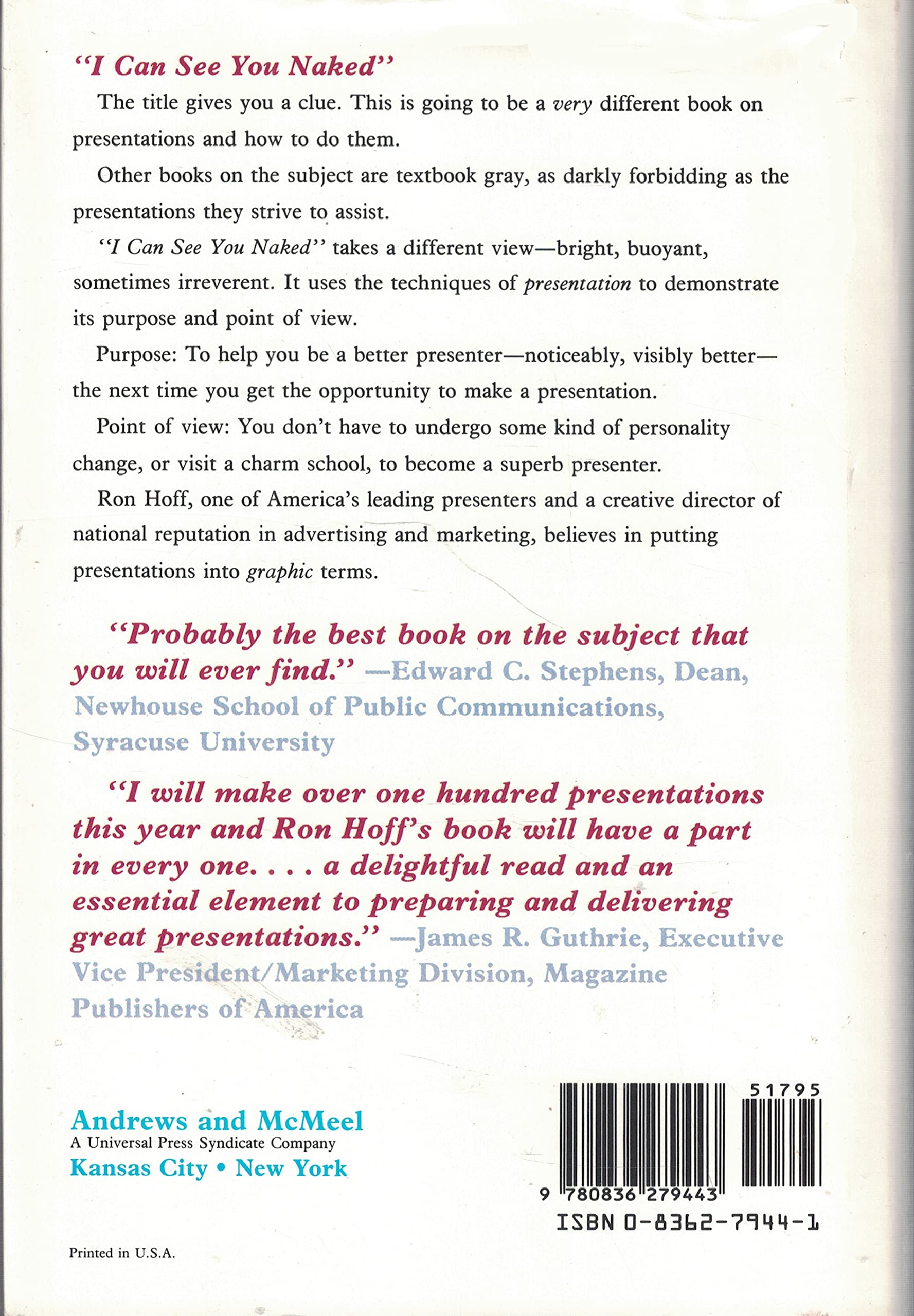 I Can See You Naked: A Fearless Guide to Making Great Presentations used book depot