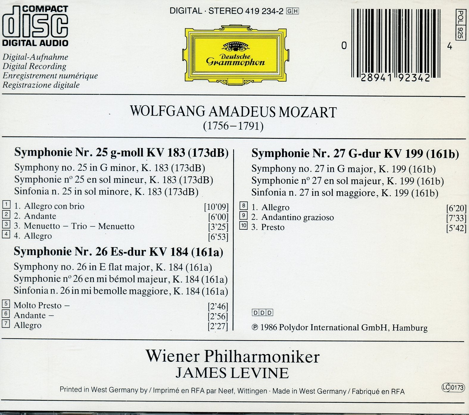 Mozart: Symphonies Nos. 25, 26 & 27 used book depot