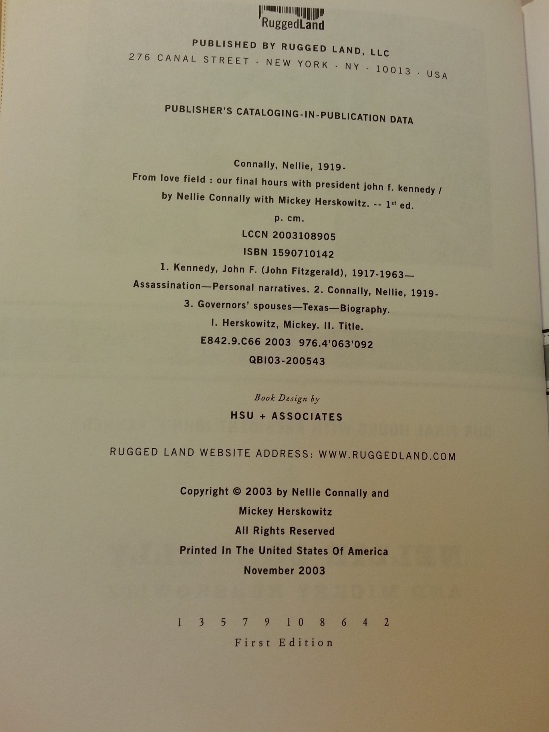From Love Field: Our Final Hours with President John F. Kennedy used book depot