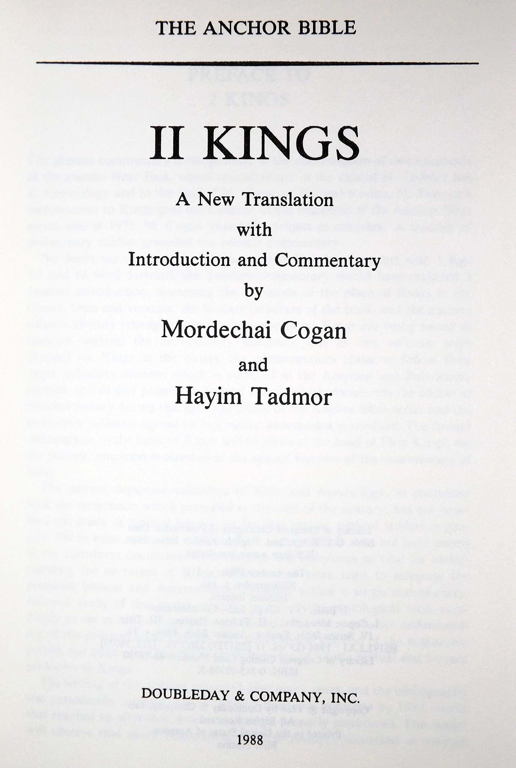 Kings II, Volume 11 (Anchor Bible) used book depot