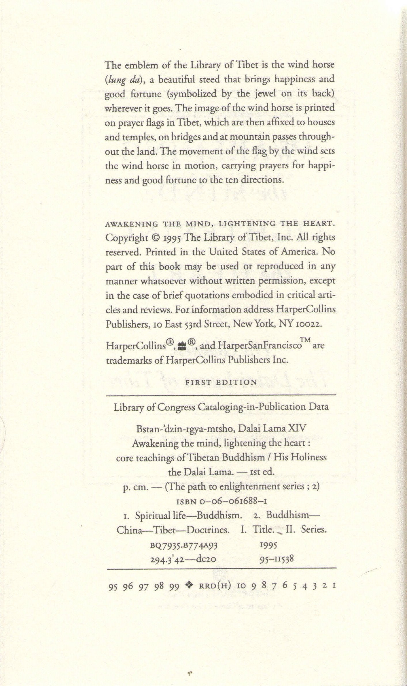 Awakening the Mind, Lightening the Heart : Core Teachings of Tibetan Buddhism used book depot