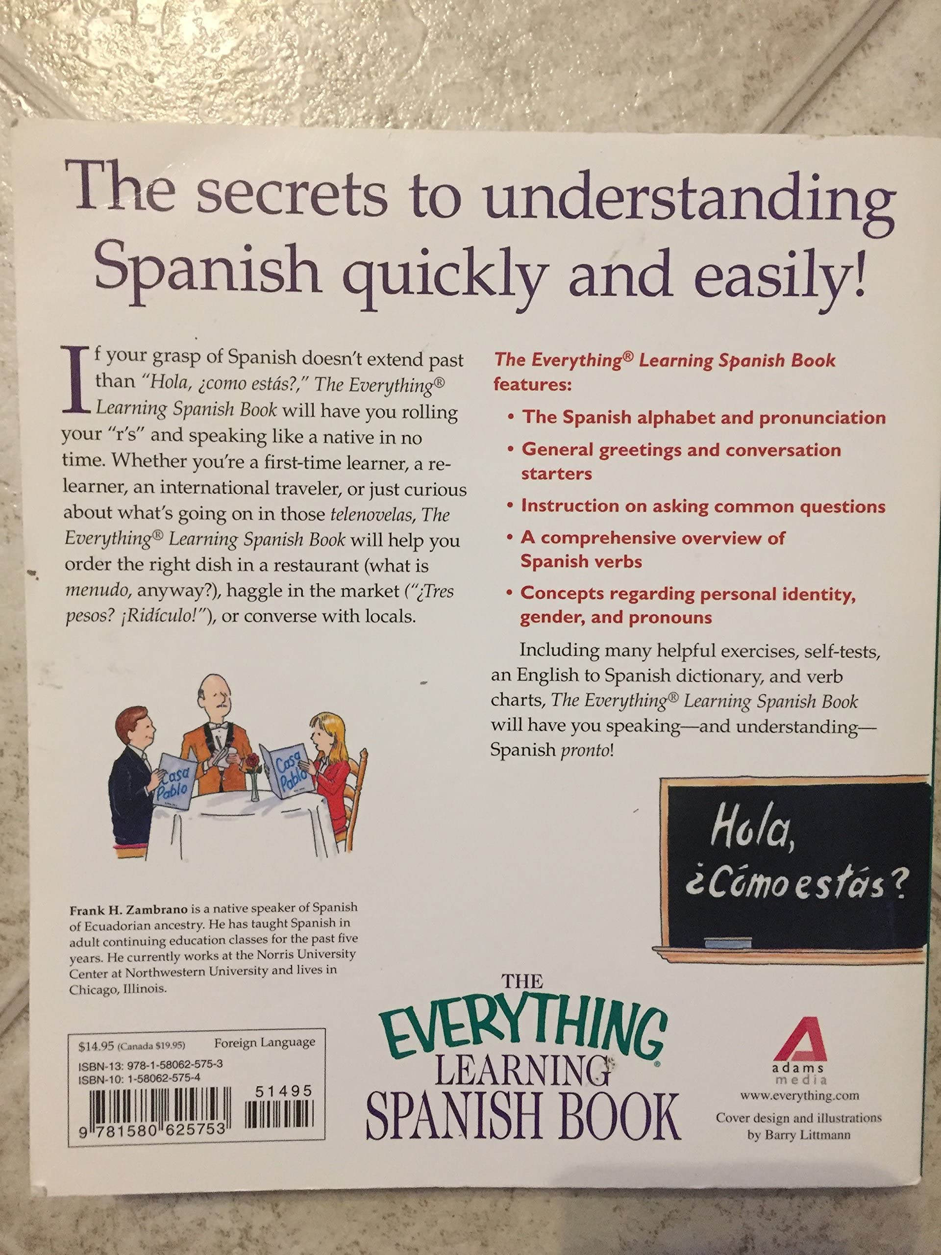 The Everything Learning Spanish Book: Speak, Write, and Understand Basic Spanish in No Time used book depot